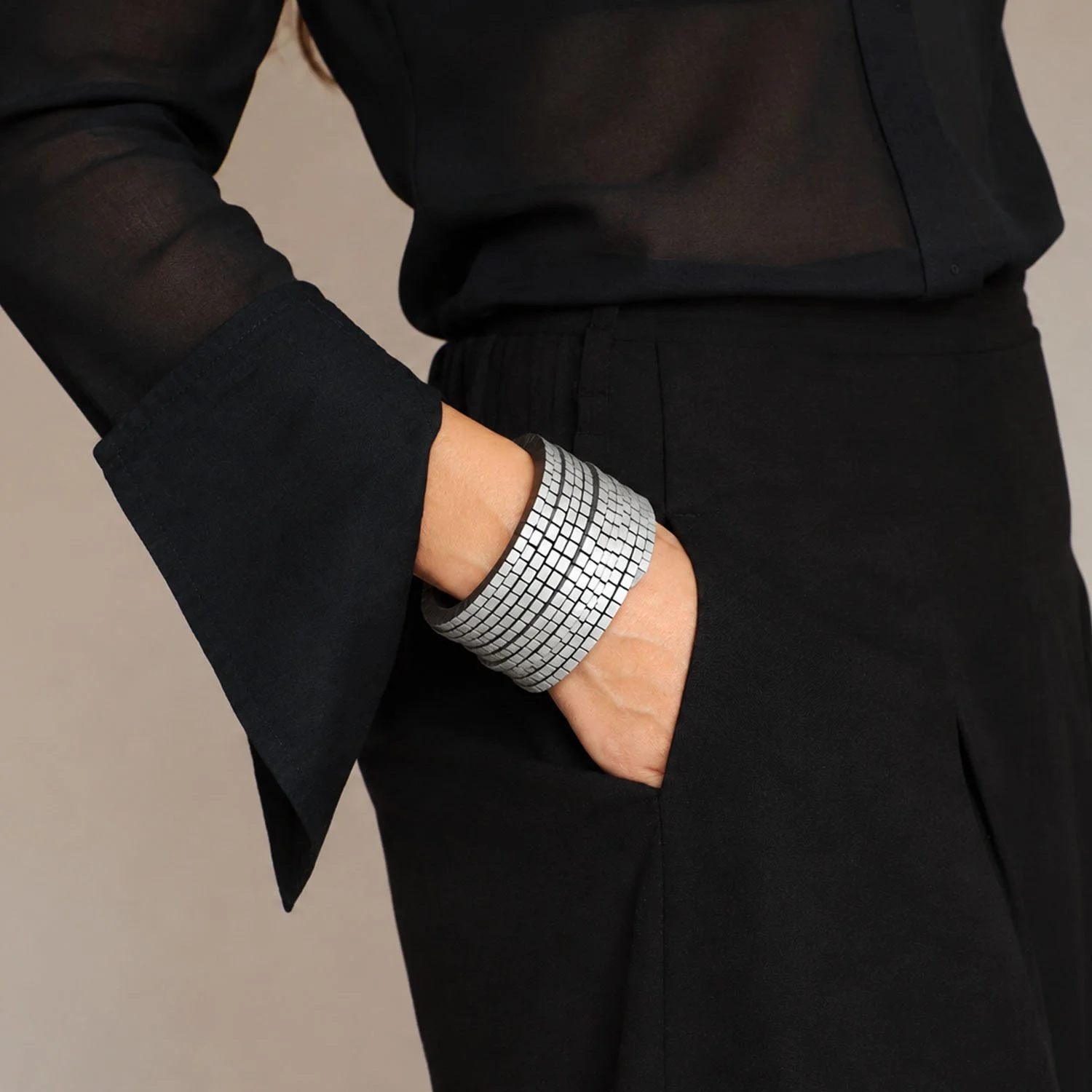 Wound-up-leather-statement-bracelet-silver-Tania-Clarke-Hall-modelled.jpg