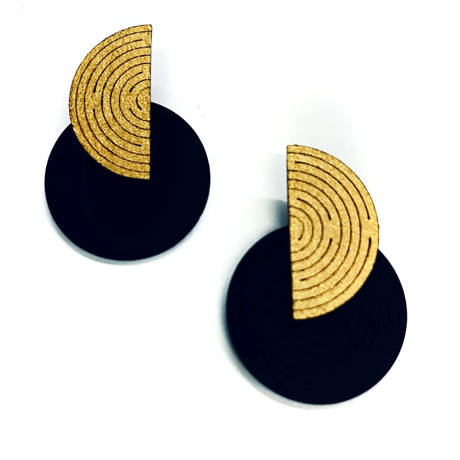 Deco Earrings - Gold and Black - special order.jpg