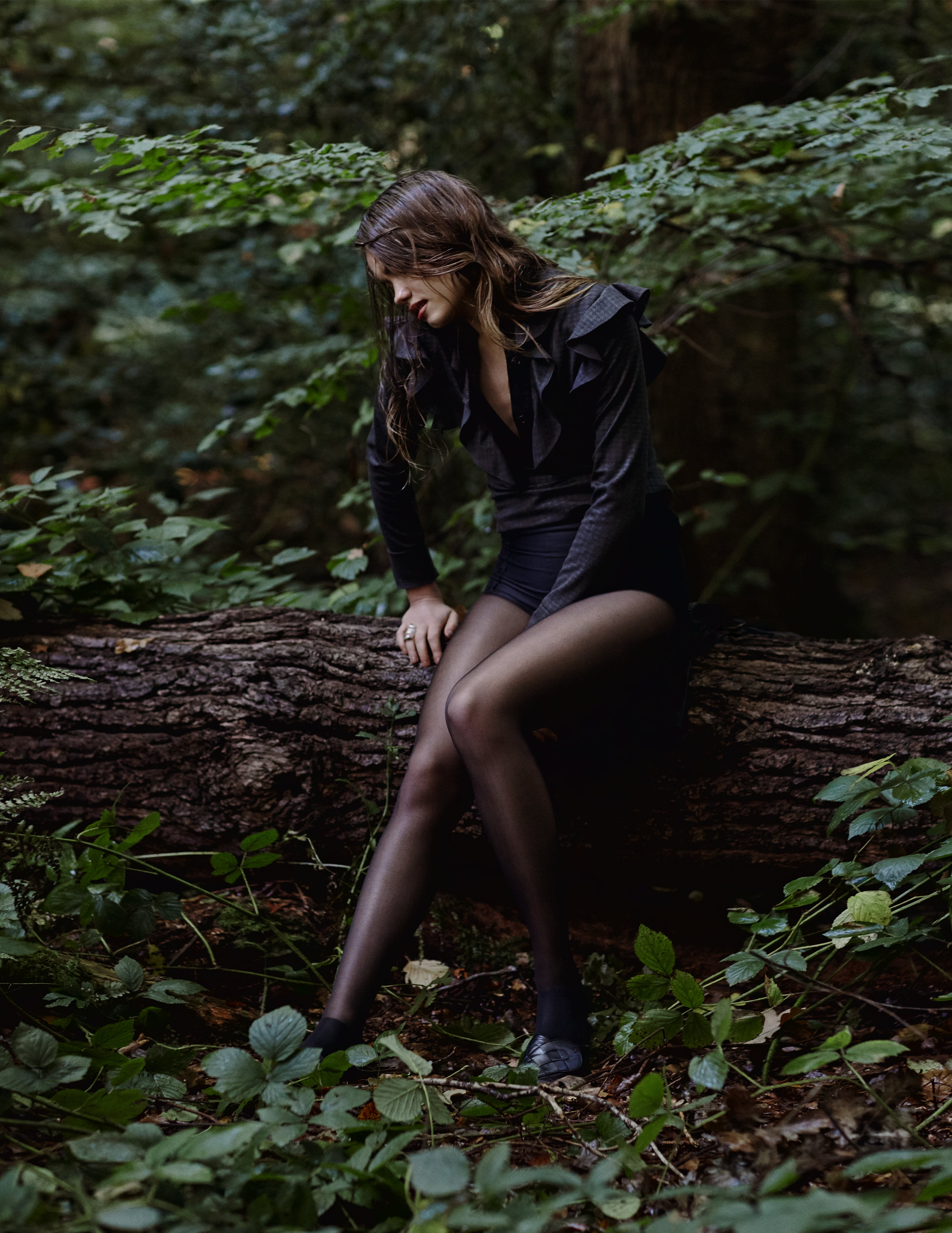 Top: Ashley Isham; Black Briefs: Wolford; Tights: Wolford; Ring: Evra The Art of Eve; Shoes: A.Andreassen