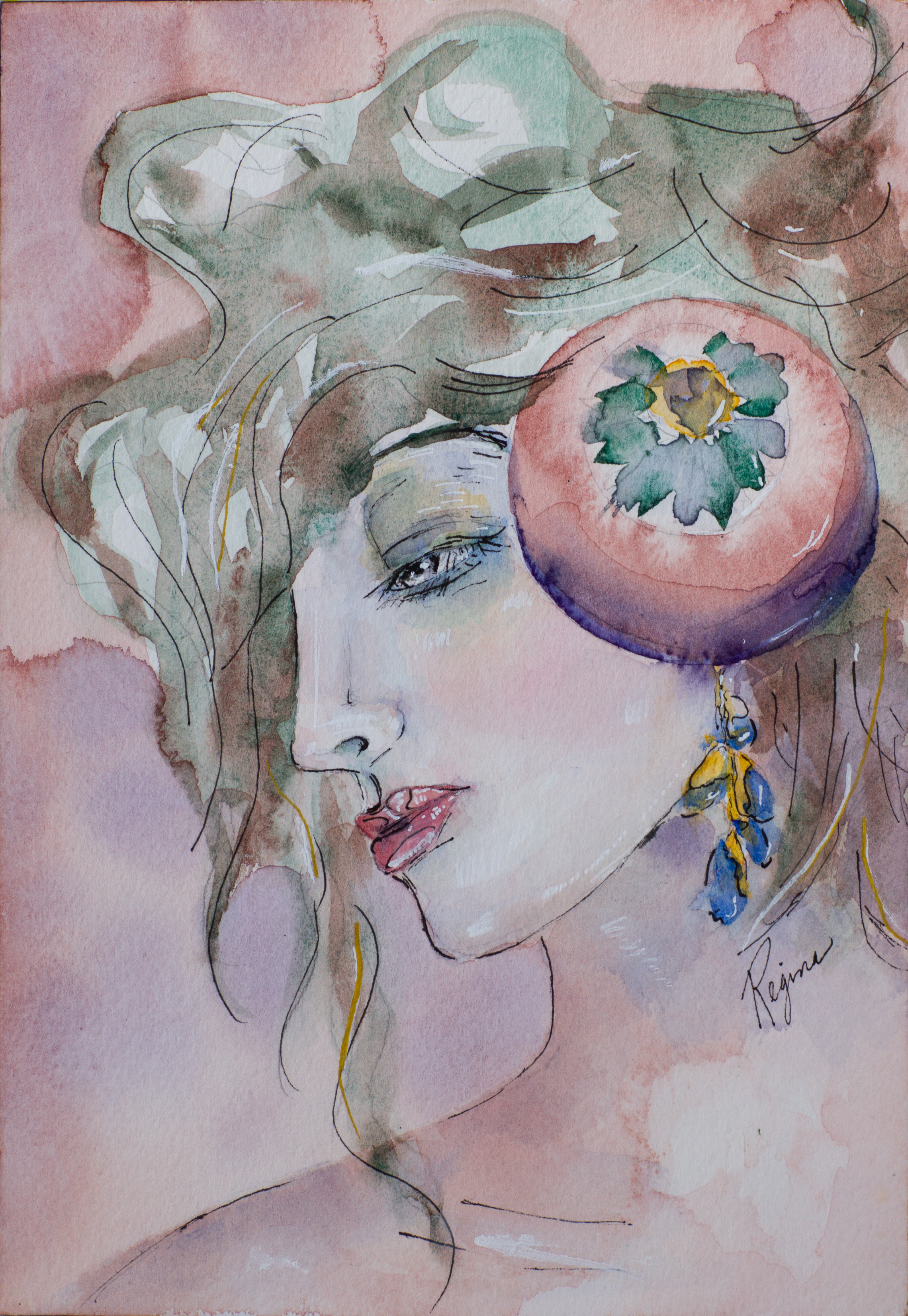 'Avian' Watercolour and Ink and Acrylic Inspired by a photograph by Heidi Niemala