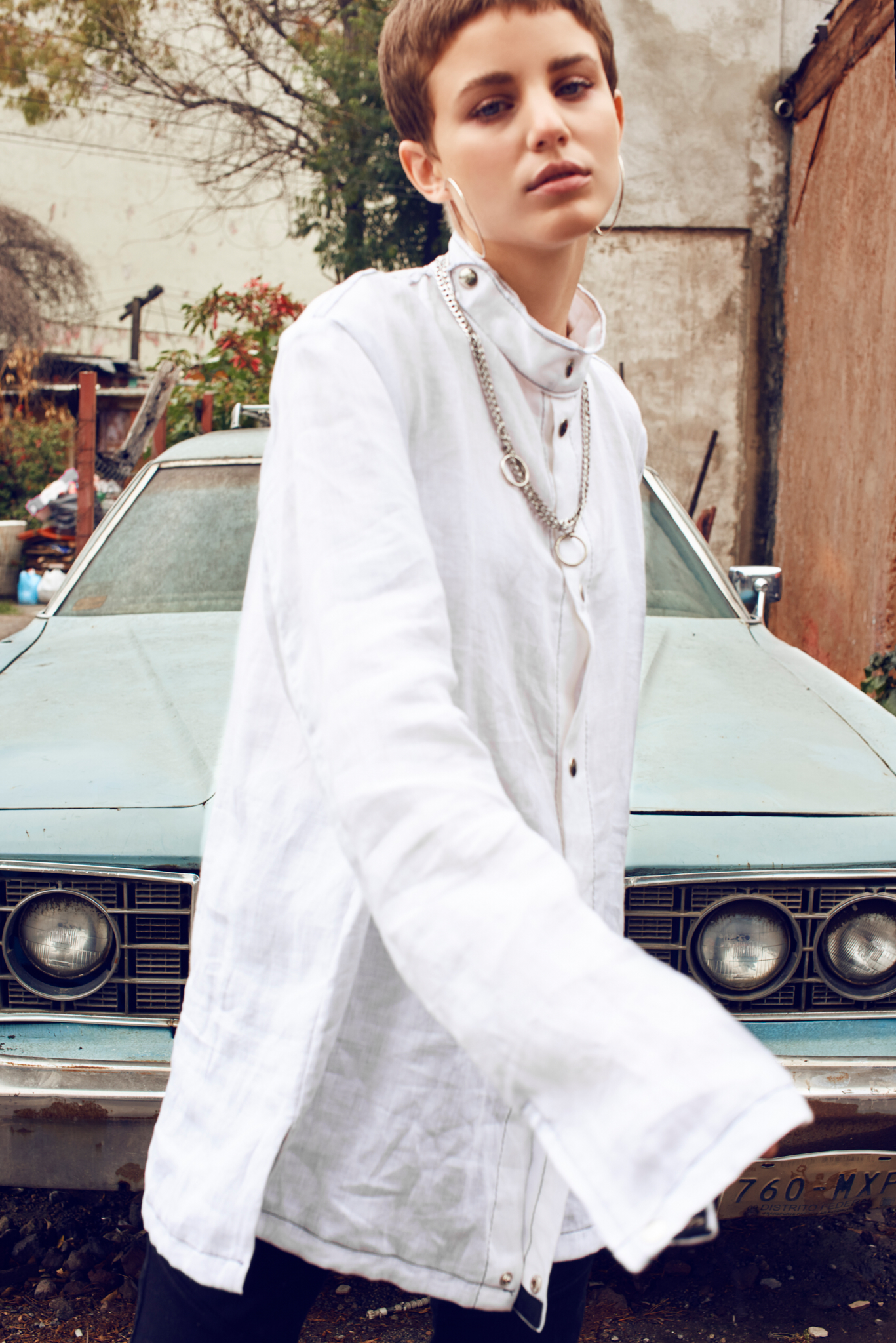 Delfina wearing Shirt - Manov , Pants - Zara