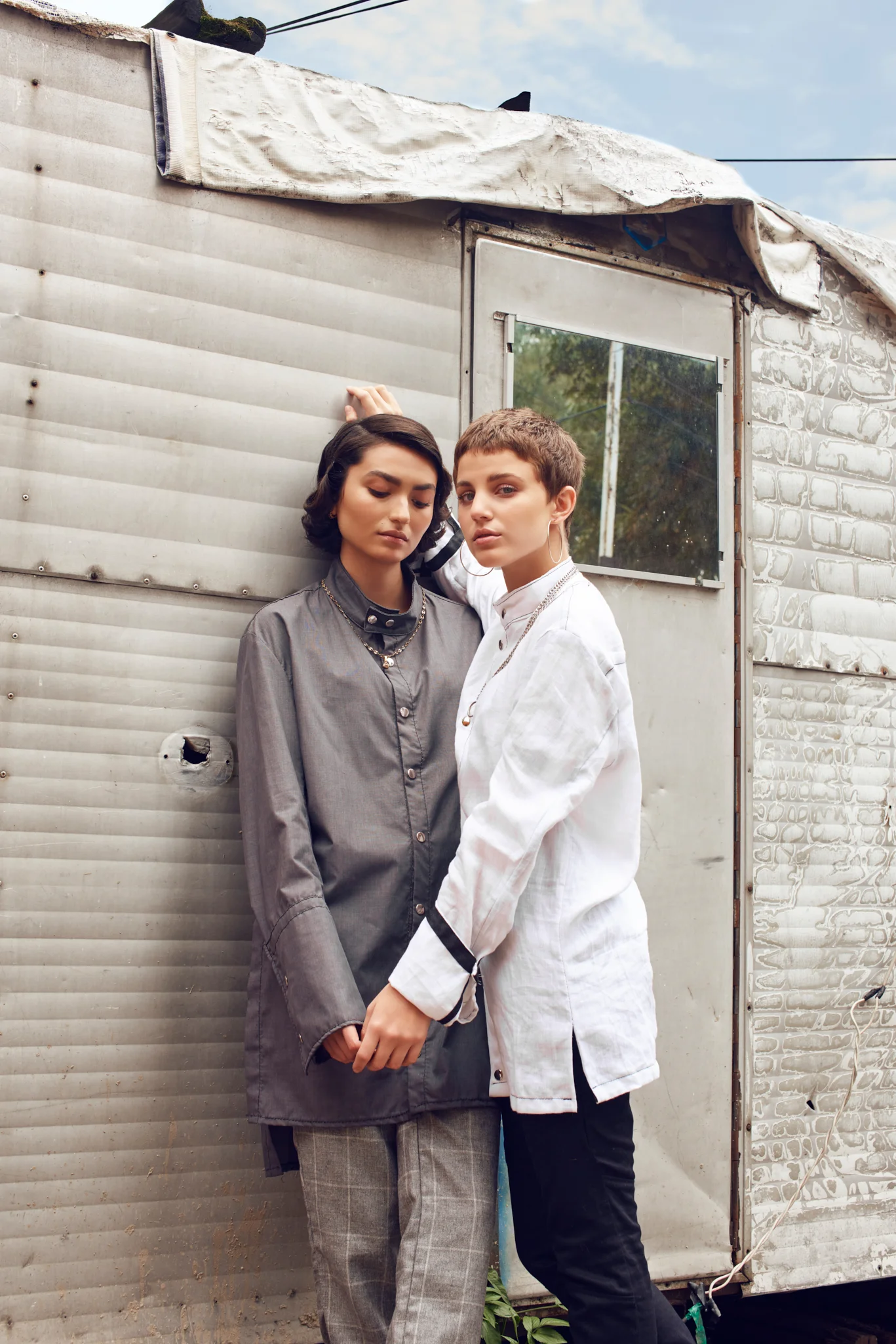 Delfina wearing Shirt - Manov , Pants - Zara Xiomara wearing Shirt - Manov , Pants - M.