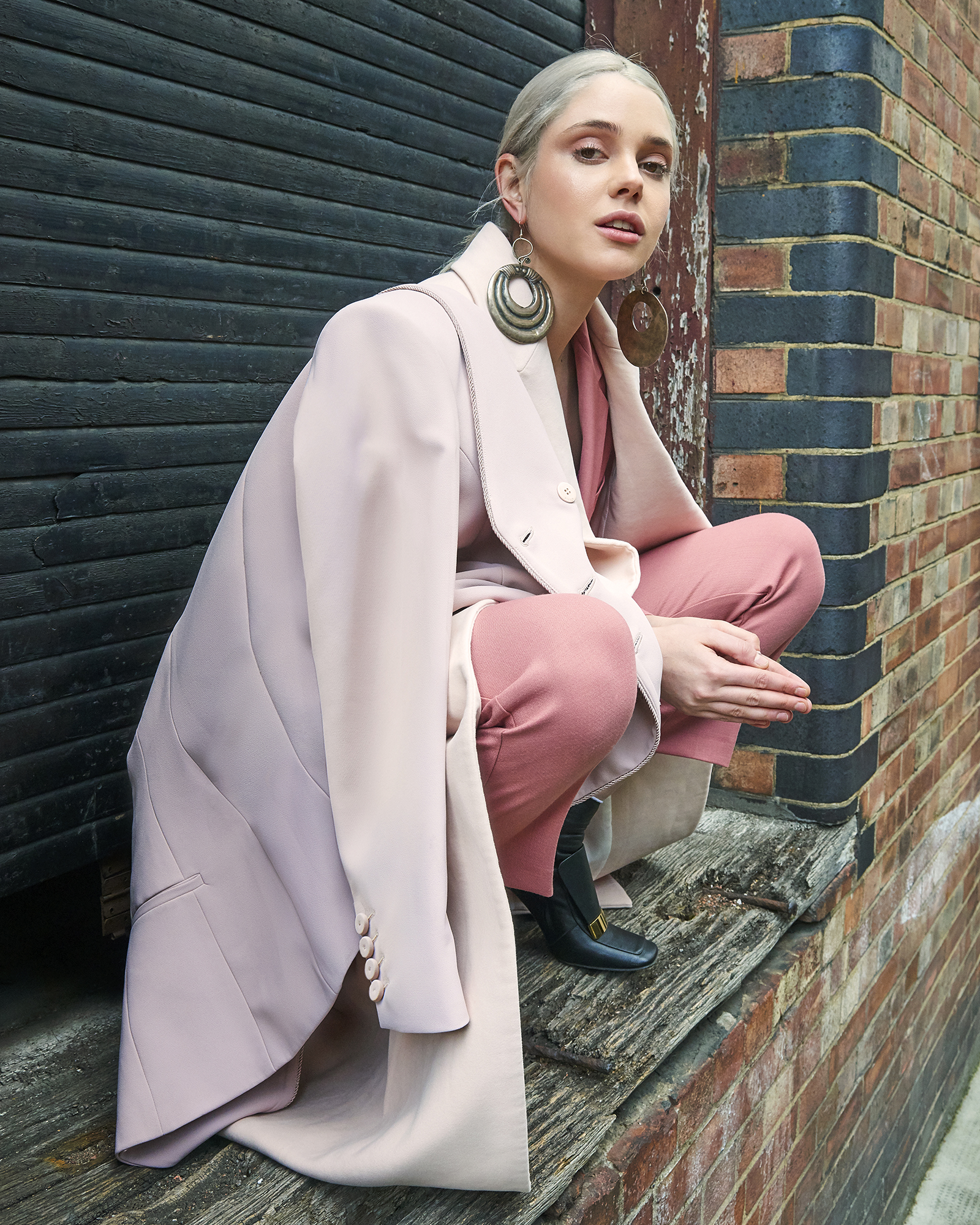 Suit Theory Coat Katharine Hamnett Top Jacket Pinko Earrings Pebble London Shoes Sergio Rossi
