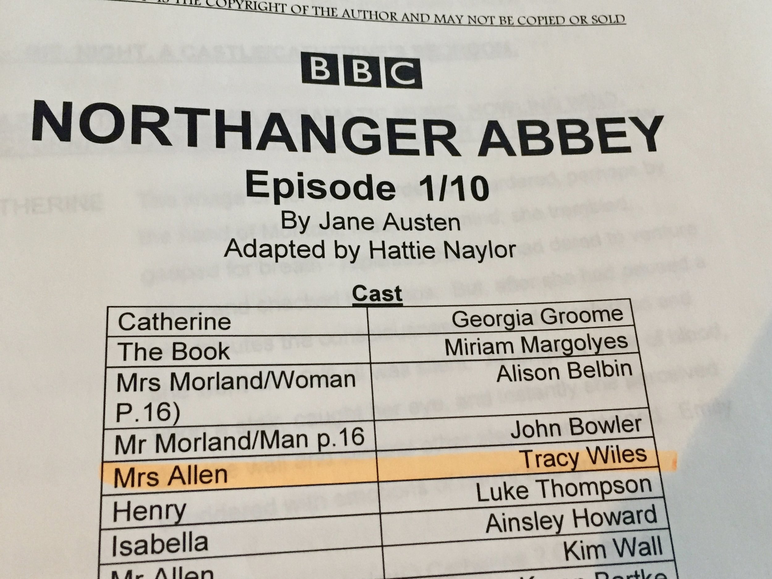 November 5th - Back to Maida Vale for 3 days to record Northanger Abbey for @bbcradiodrama and @sallyavens.