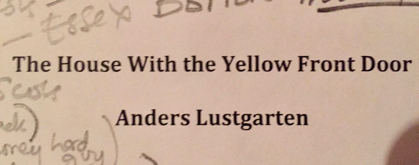 12th December - My first experience of R & D on a new Anders Lustgarten Play The House with the Yellow Door with Adrian Jackson for Cardboard Citizens.