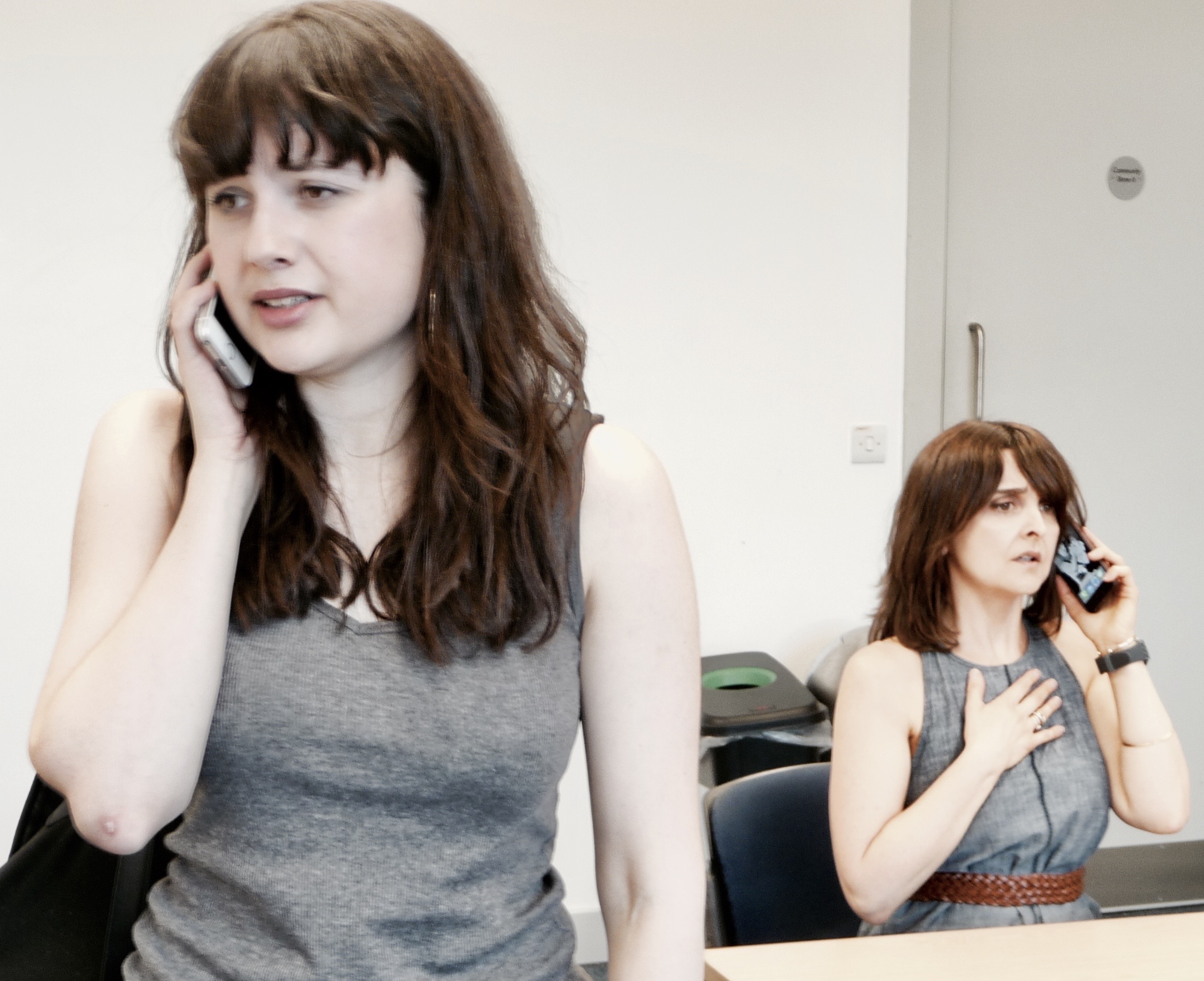 In rehearsals for VEGAN VISITING by Micah, directed by Jaclyn Bradley. Here with Rebecca Rayne. Performing at The Southwark Playhouse on the 18th June as part of Little Pieces of Gold.