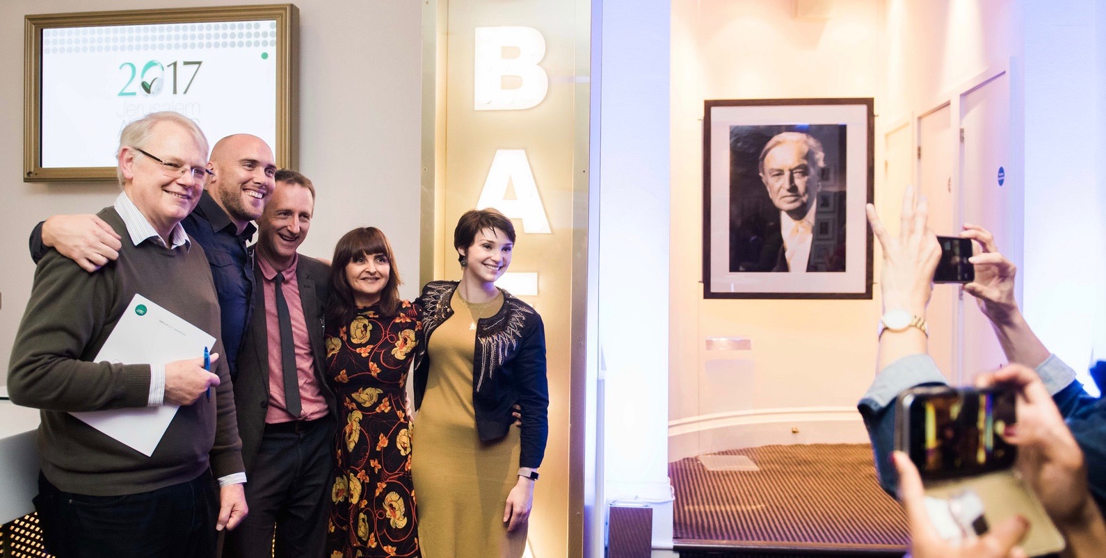 October 2017 - At BAFTA for The Jerusalem Awards with Director Paul Arnold and Writer Nick Warburton, along with actors Joes Sims and Emerald O'Hanrahan. We were there as our Radio Drama Oliver Park - The Easter riots had been nominated.