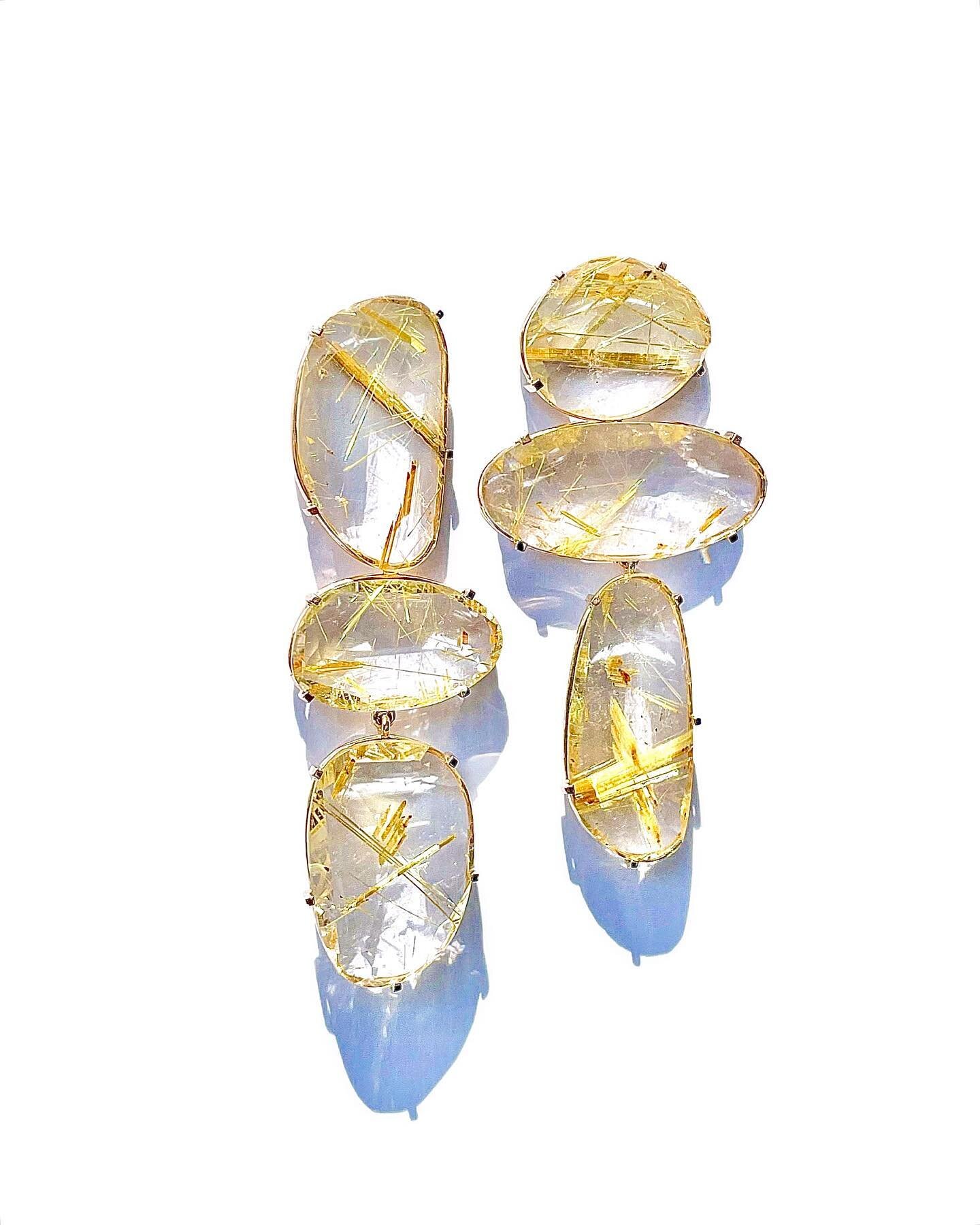 It really is impossible to capture the beauty of the shimmer and exquisite cuts of these beautiful Rutilated Quartz set in 9ct gold. 

#idaelsje_earrings 
#idaelsje_balancingstonecollection 
#capetowndesign
#capetownjewellery