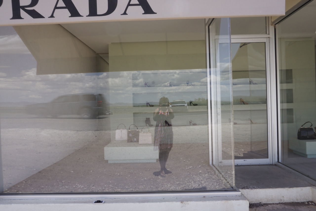 Me, a random car, and U.S. Border Patrol in front of Prada Marfa