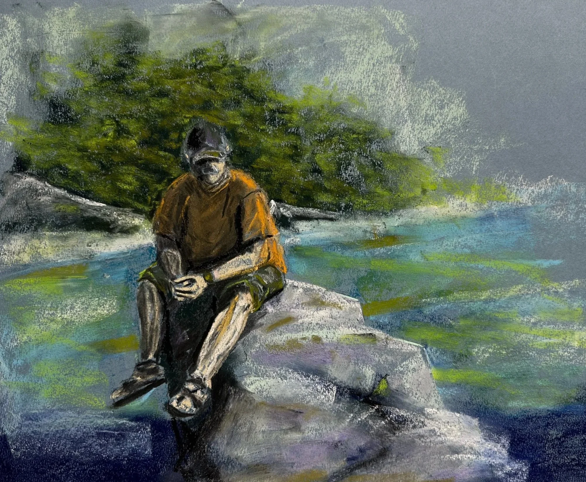 Self-Portrait: Middle-aged fat guy on a rock.