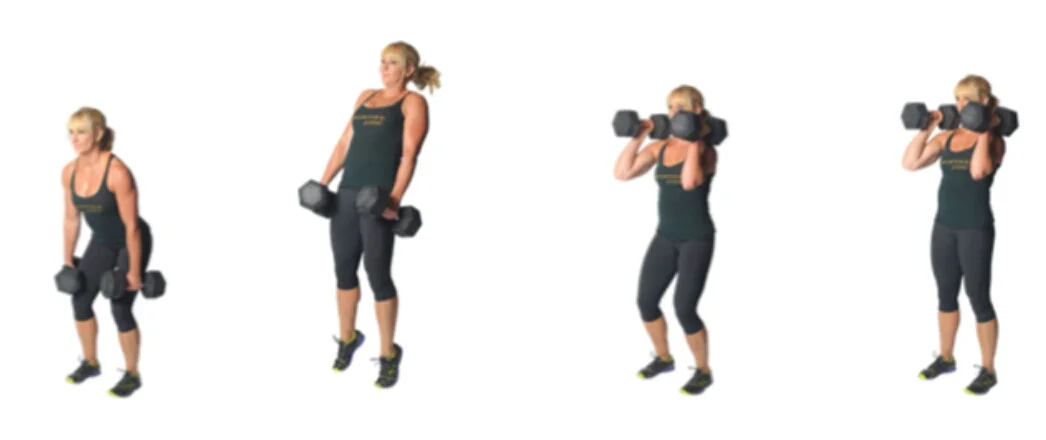 1) chest out, shoulders back, hips loaded, core tight. 2) explode, jump, shrug 3) get underneath the weight at it's maximum height. 4) Catch the weight, and lock out the body. Have a nice day!!