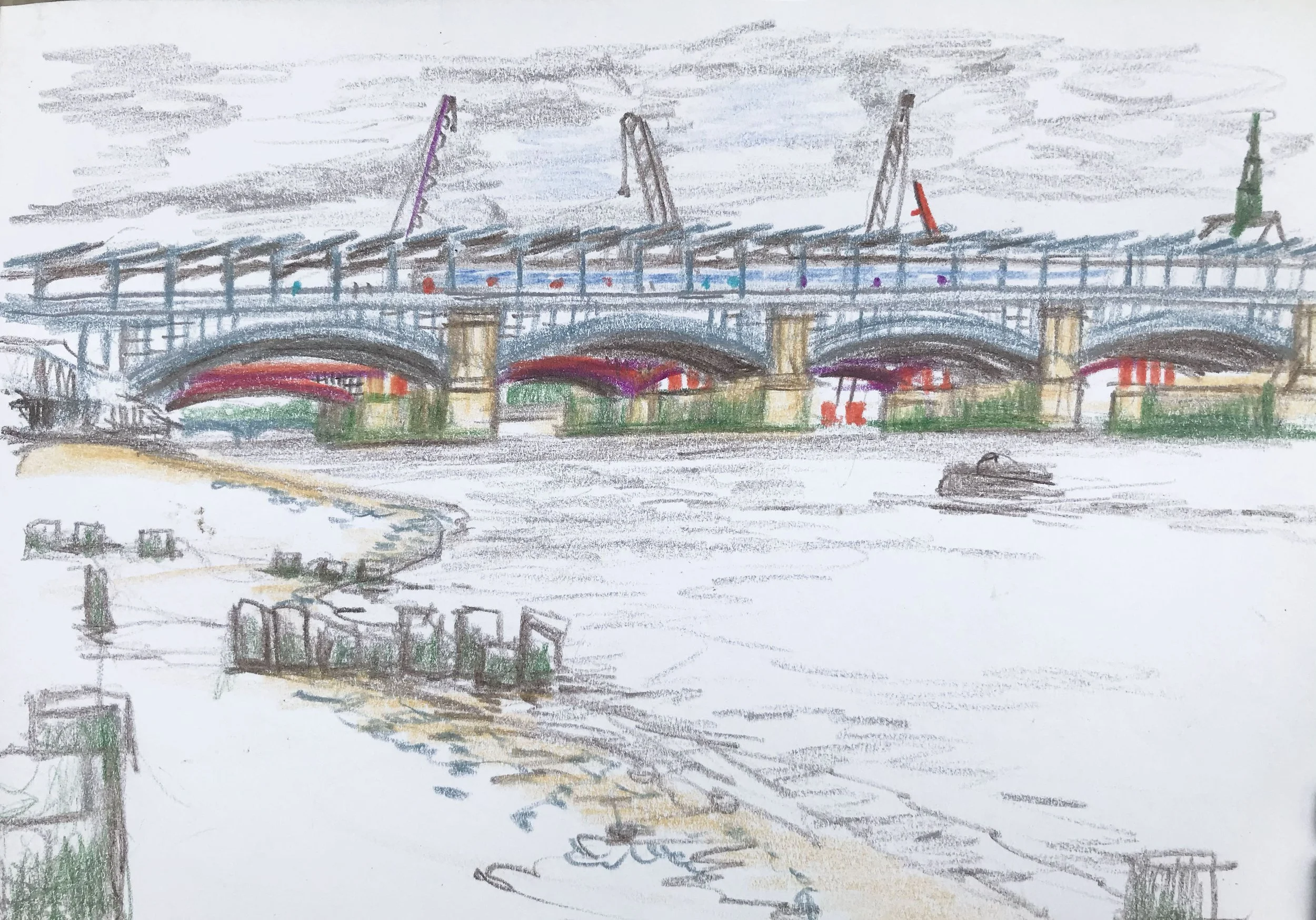 Sketching  Thames bridges London