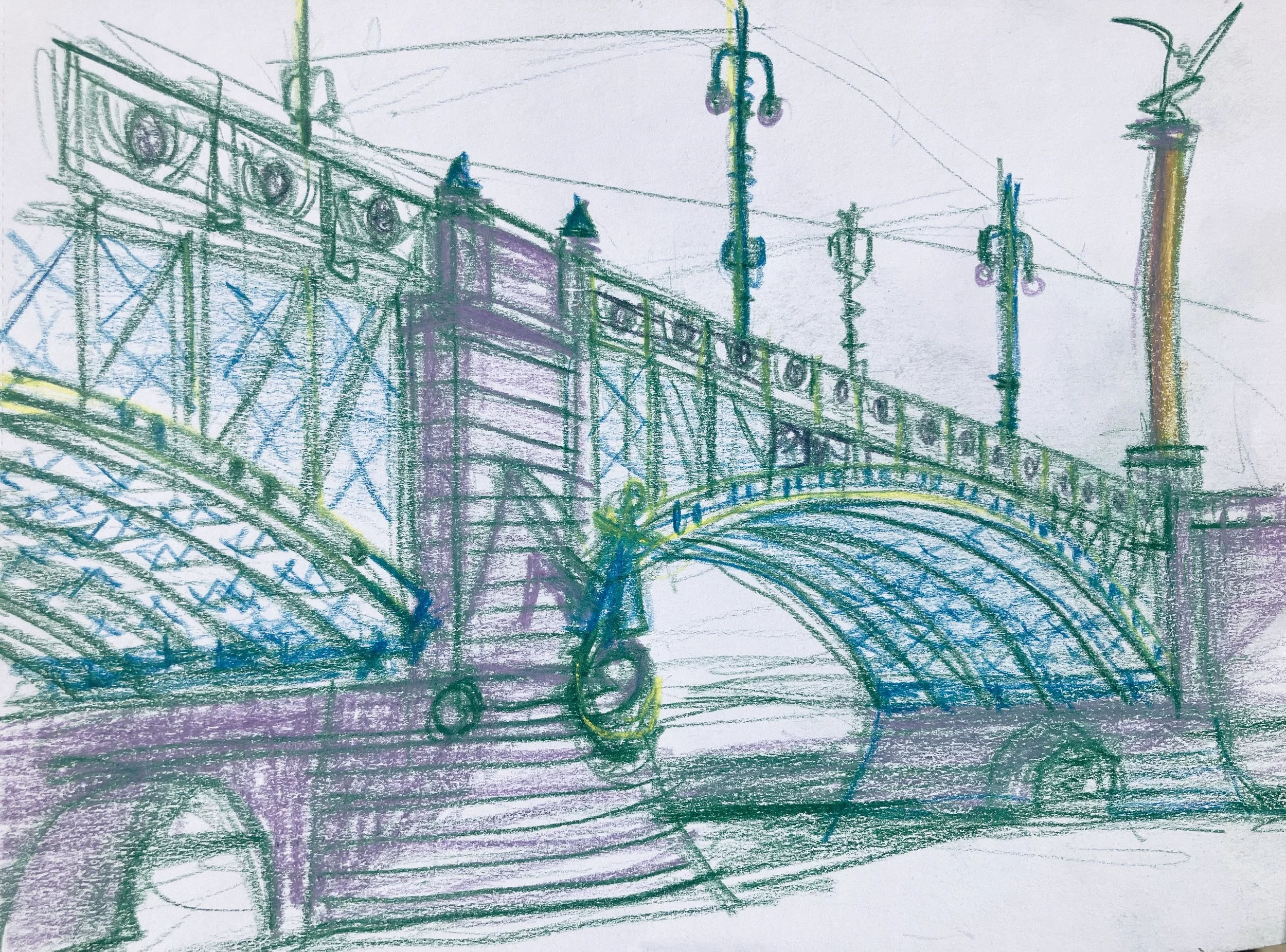 Sketching Prague Vltava bridges