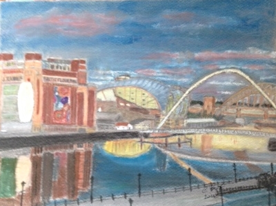 night scene in pastel