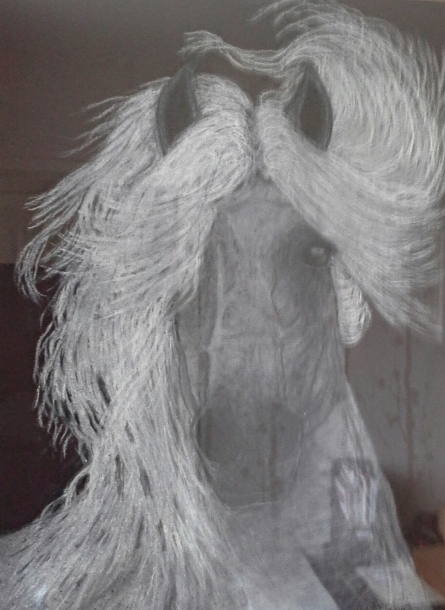 White horse-pastel