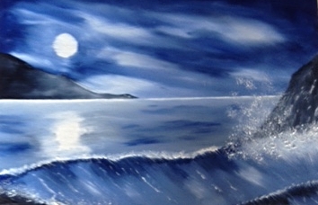 Seascape by night-oil
