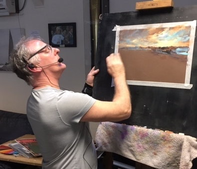 Beginning a snowy scene overlaying sky colours
