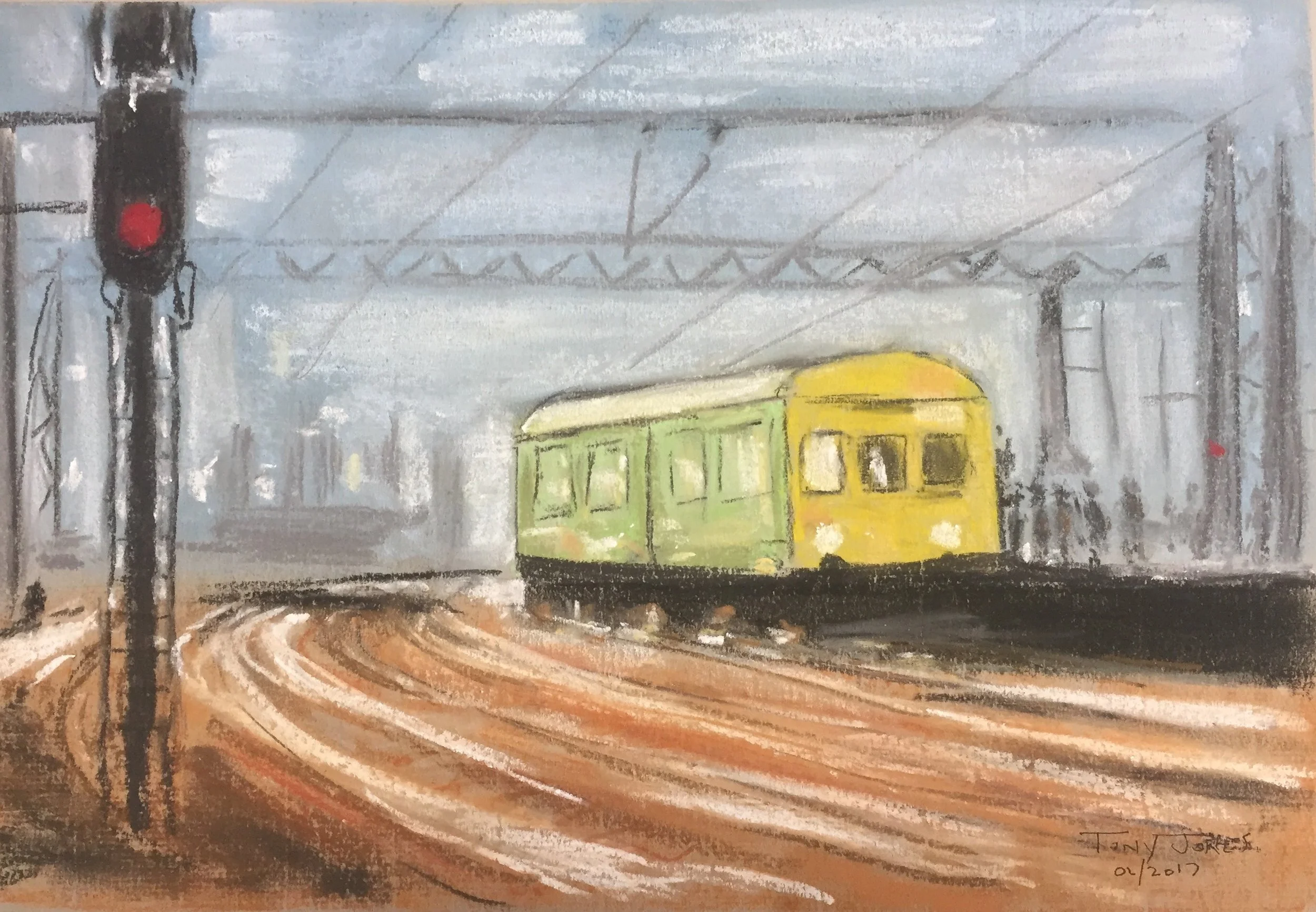 Train in the station - Pastel.