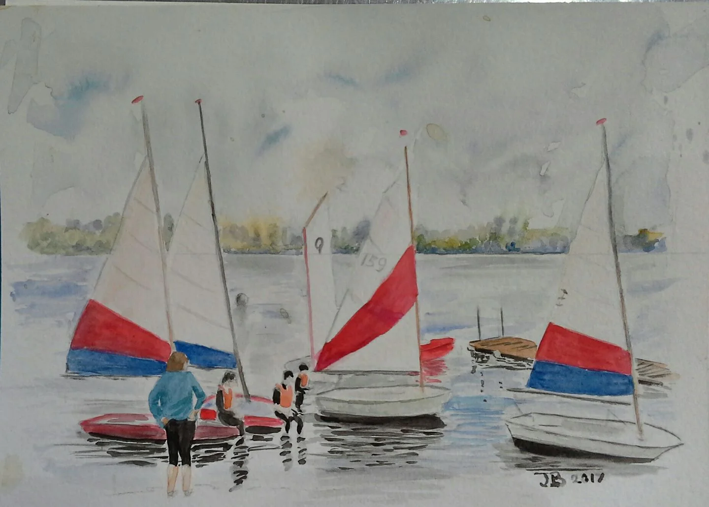 Dingy's on the Flash. - Watercolour.