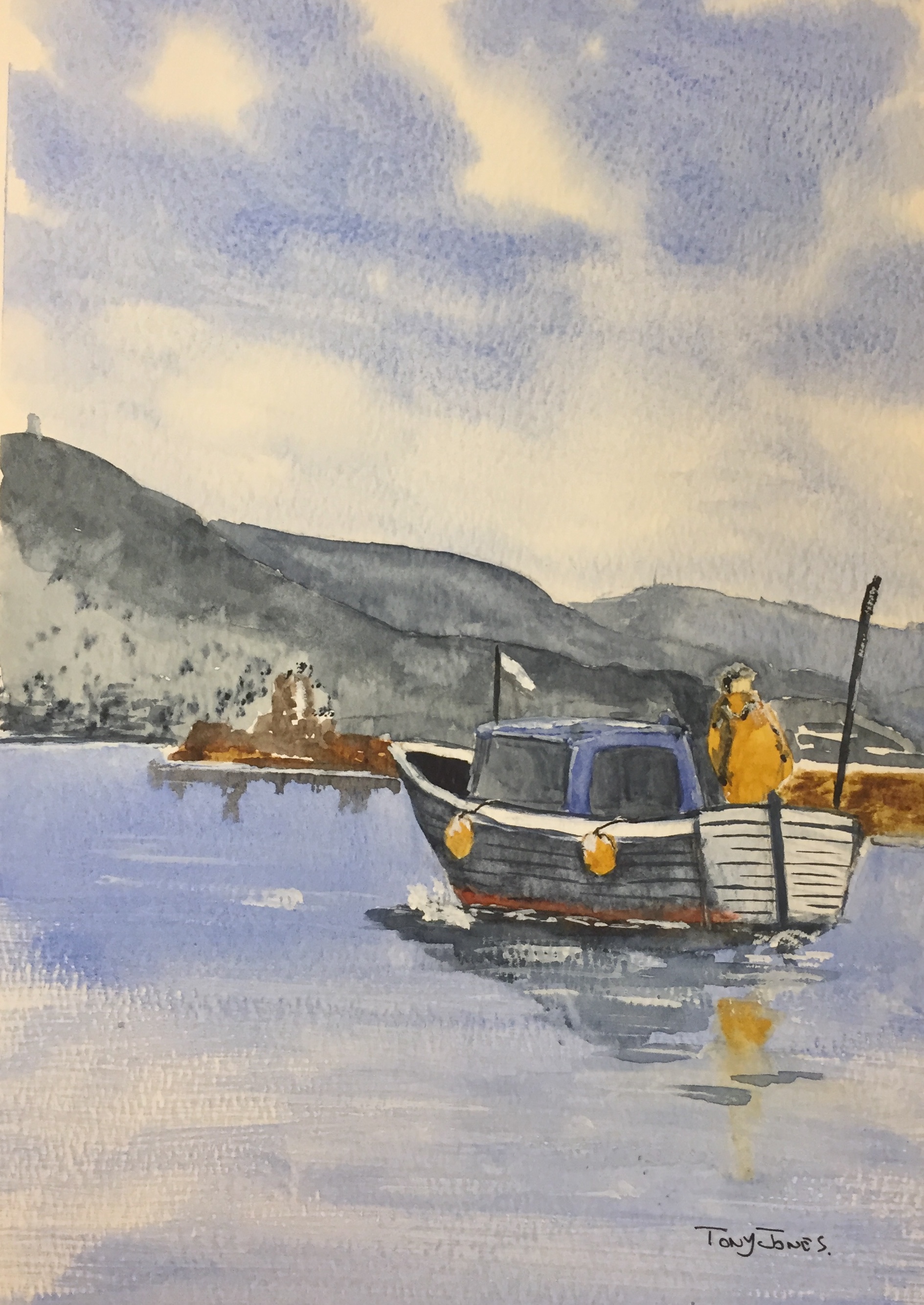 Into the Harbour - Watercolour.
