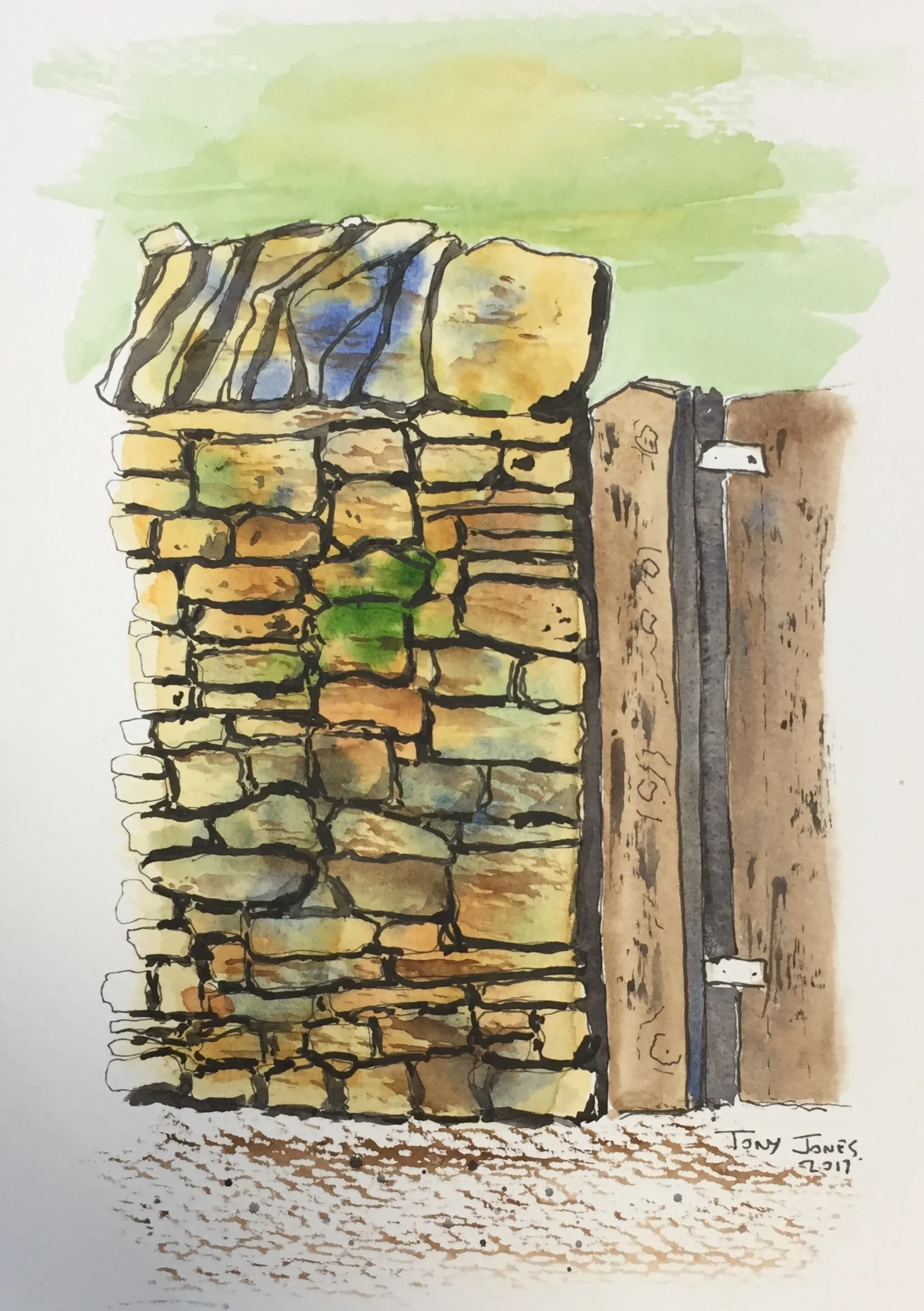 Walled gate - Pen and Wash.