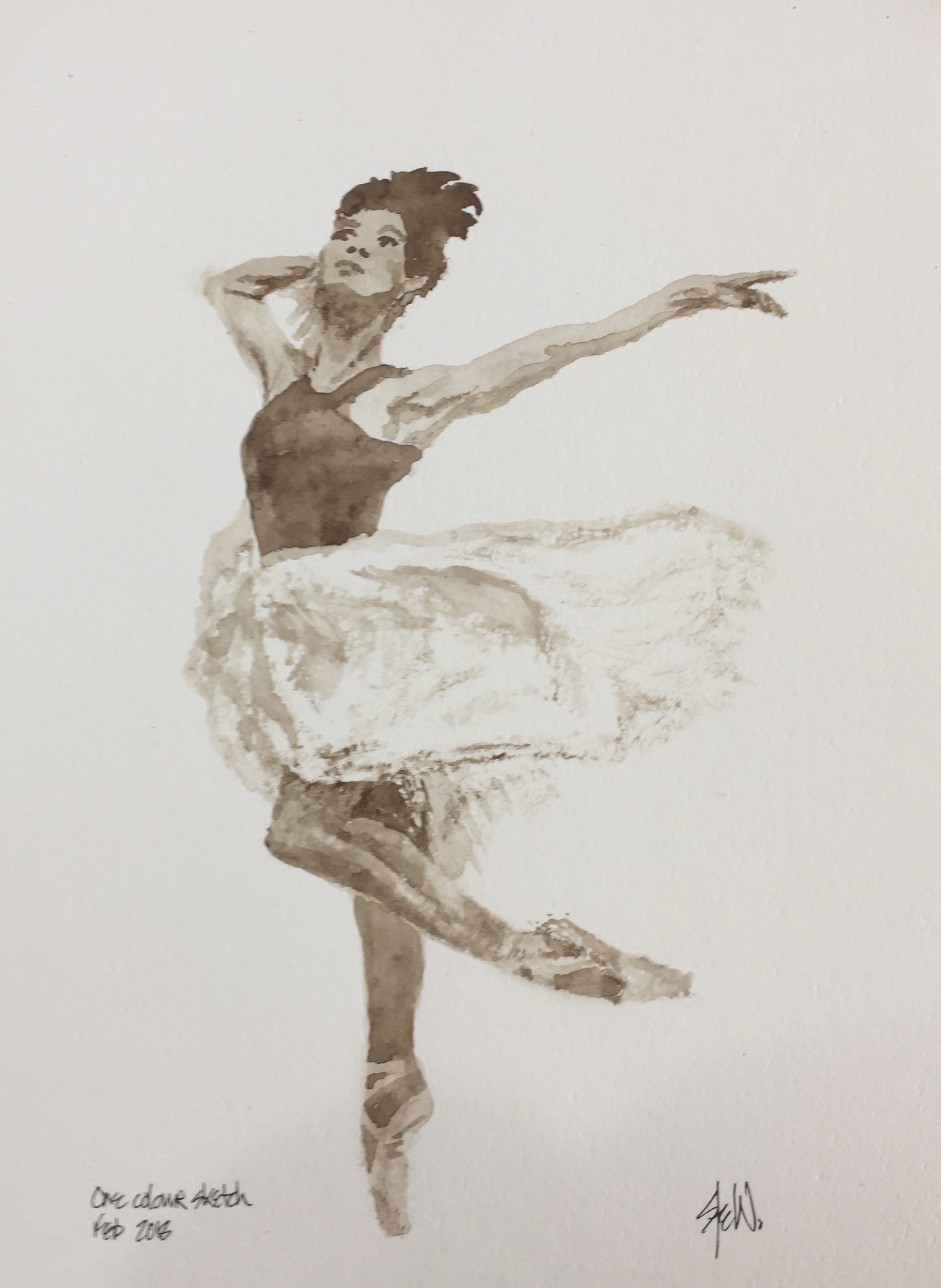 One colour dancer - Watercolour.