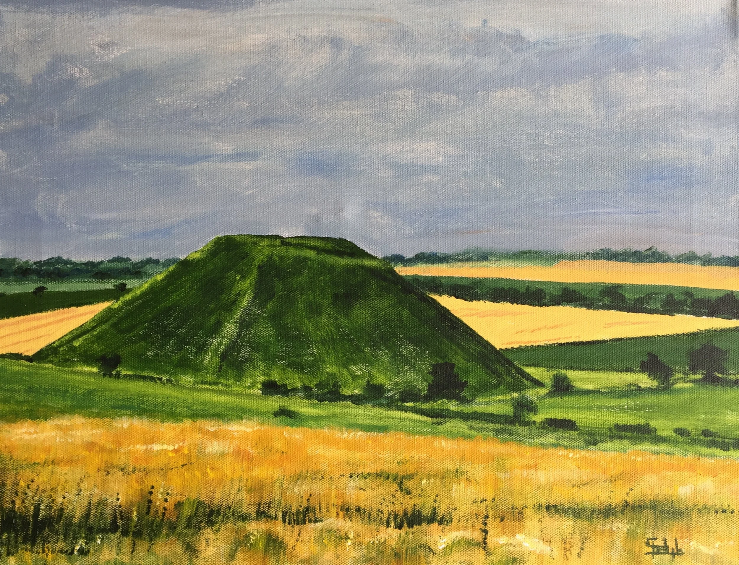 Ancient Burial mound, Wiltshire. - Acrylic.