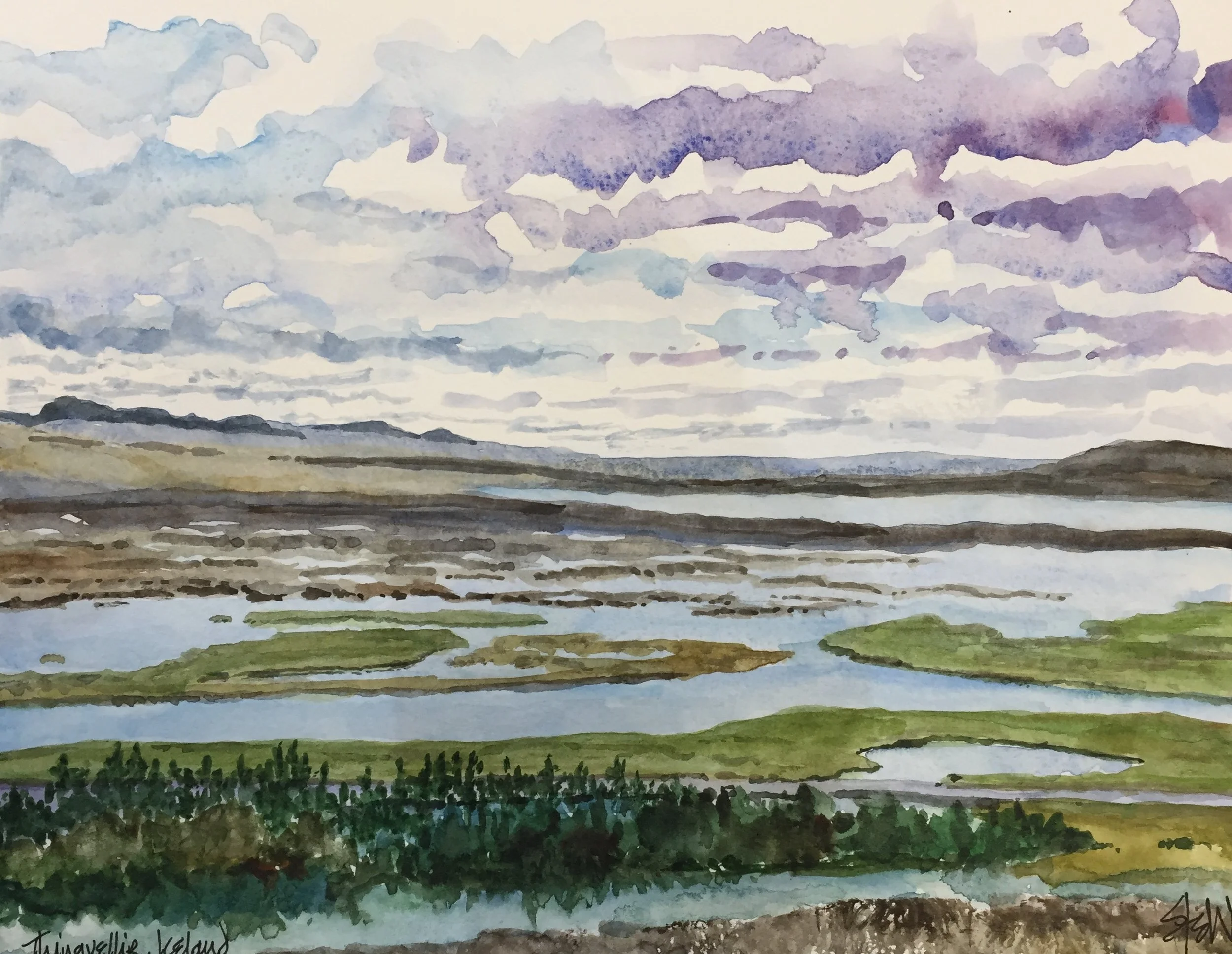 Thingvellir Iceland - Watercolour.
