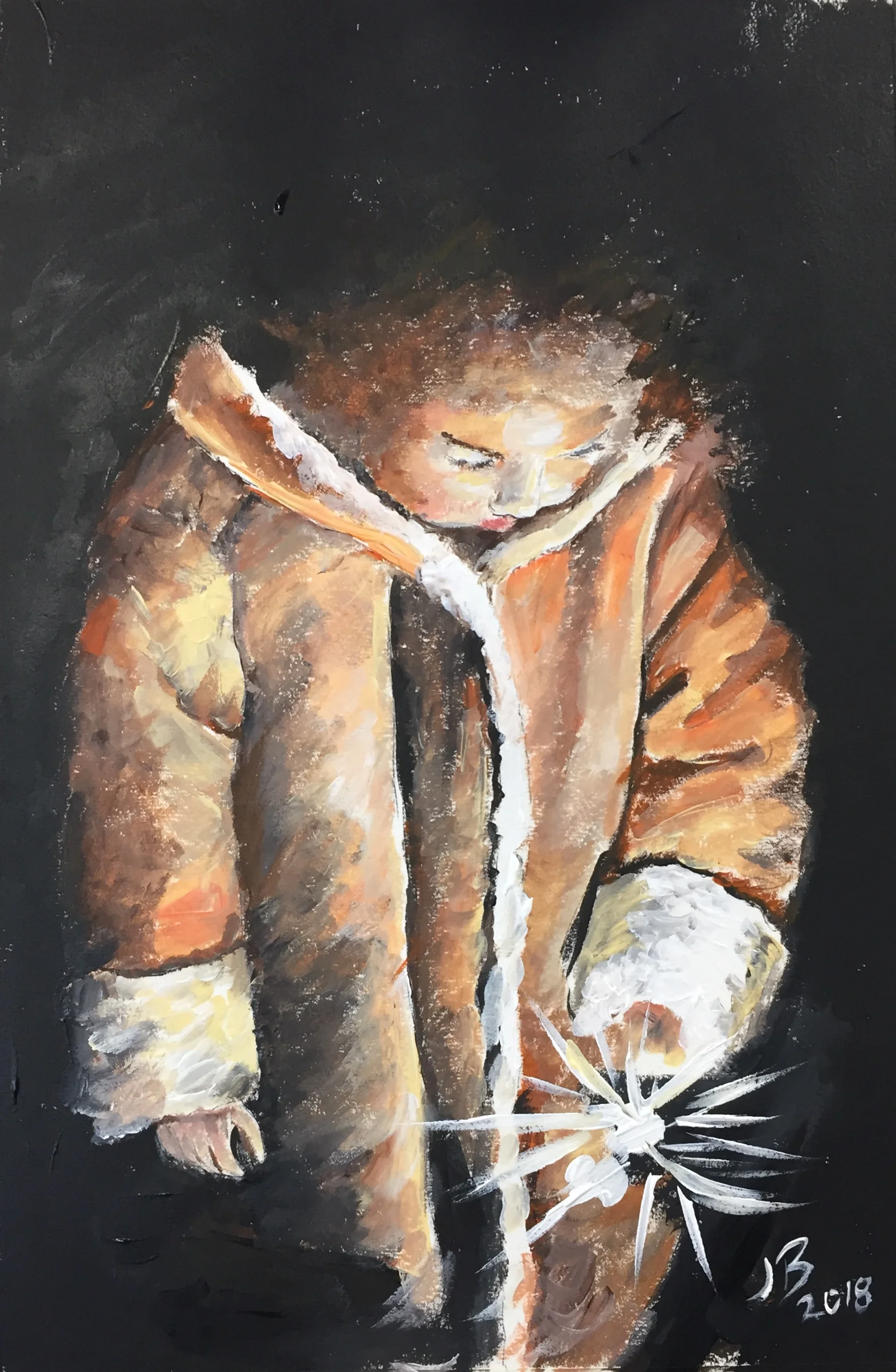 The girl with the sparkler - Acrylic.
