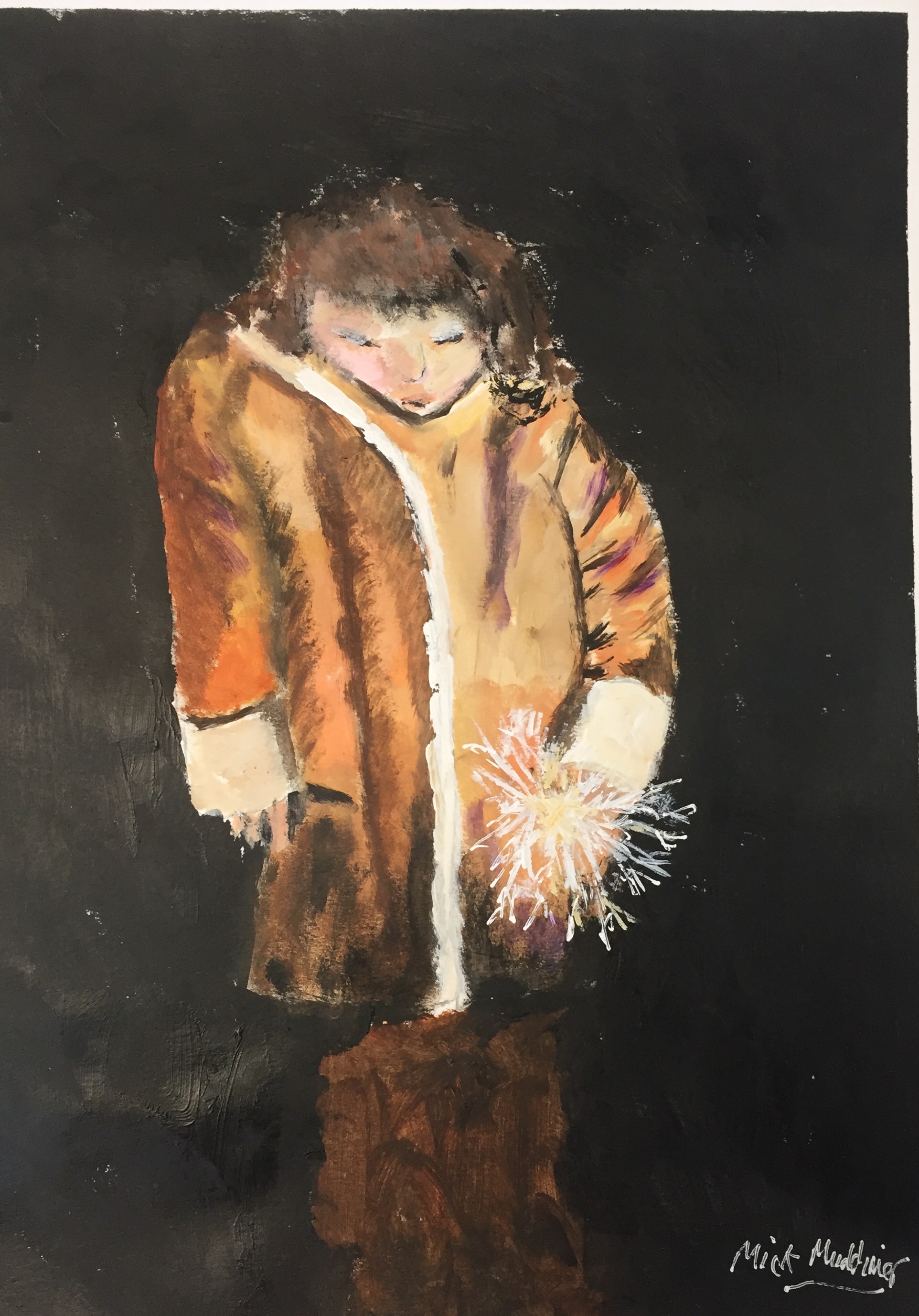 The girl with the sparkler - Acrylic.