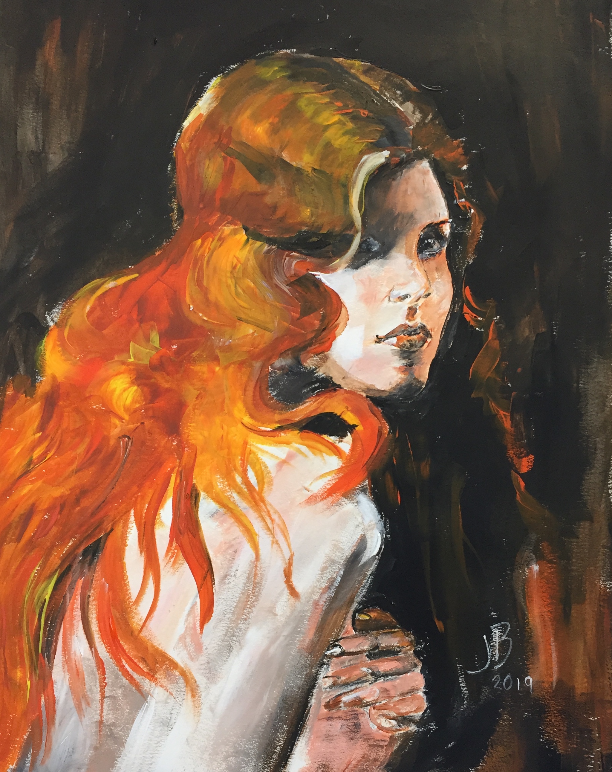 Lady with the red hair - Acrylic.