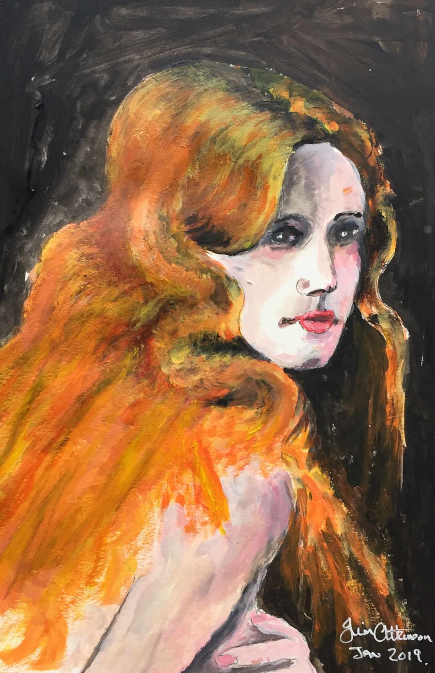 Lady with the red hair - Acrylic.