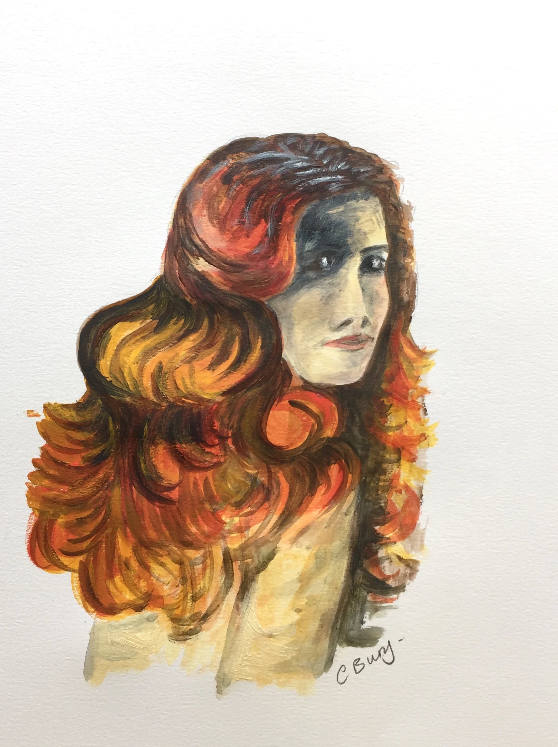 Lady with the red hair - Acrylic.