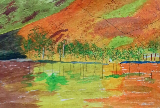 Moutain reflection - Watercolour.