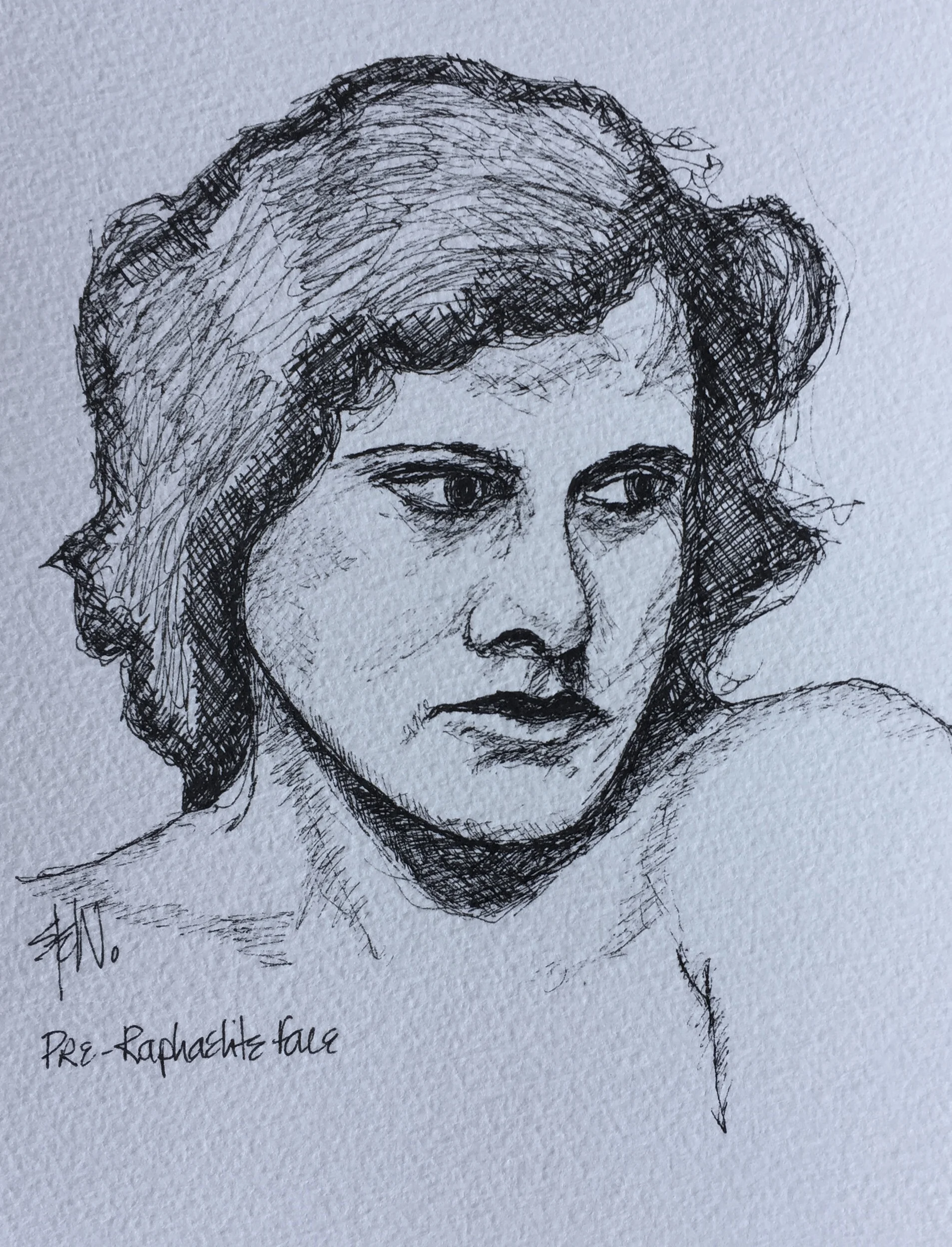 Pre Raphelite face- Pen.