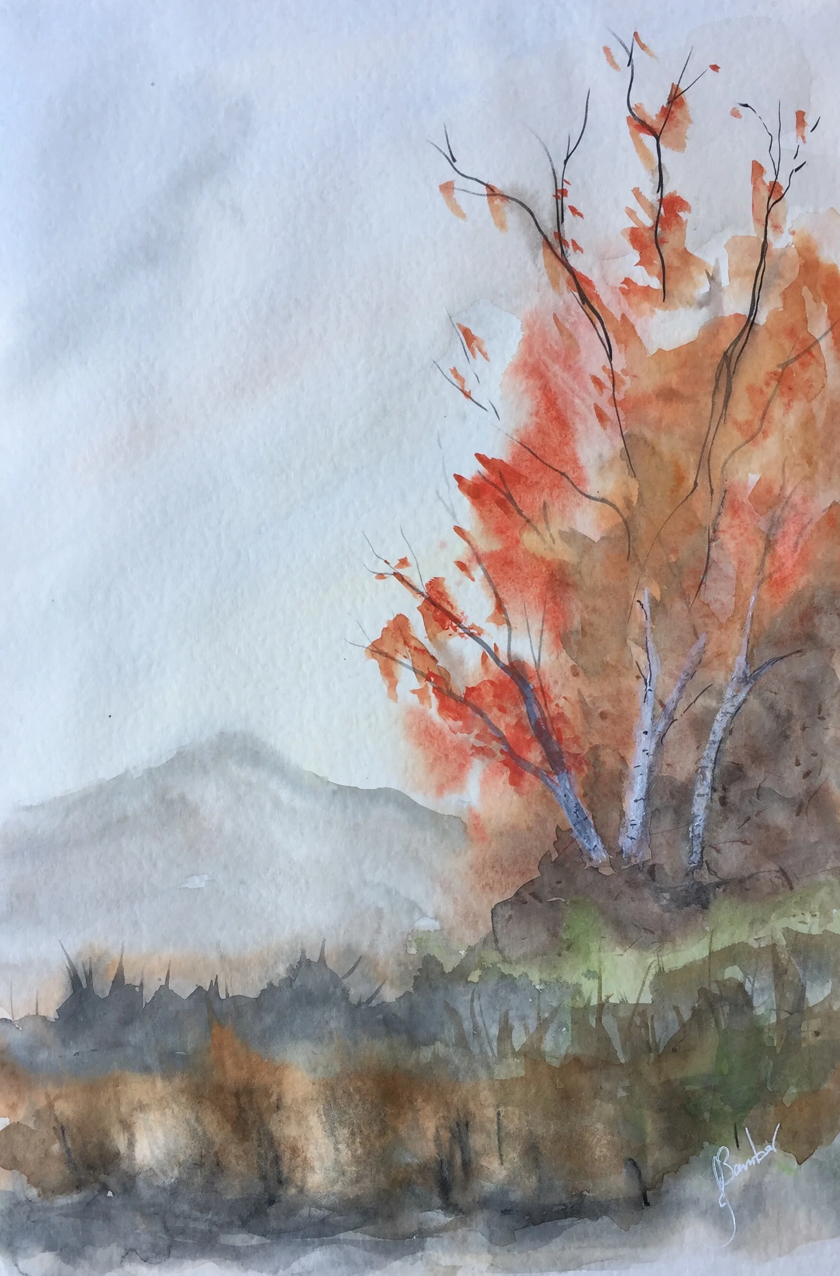 Autumn landscape - Watercolour.