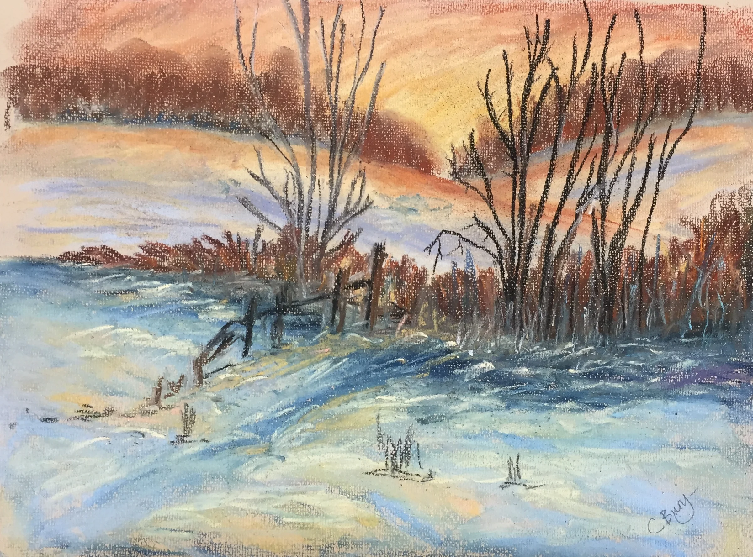 Snow scene - Pastel.