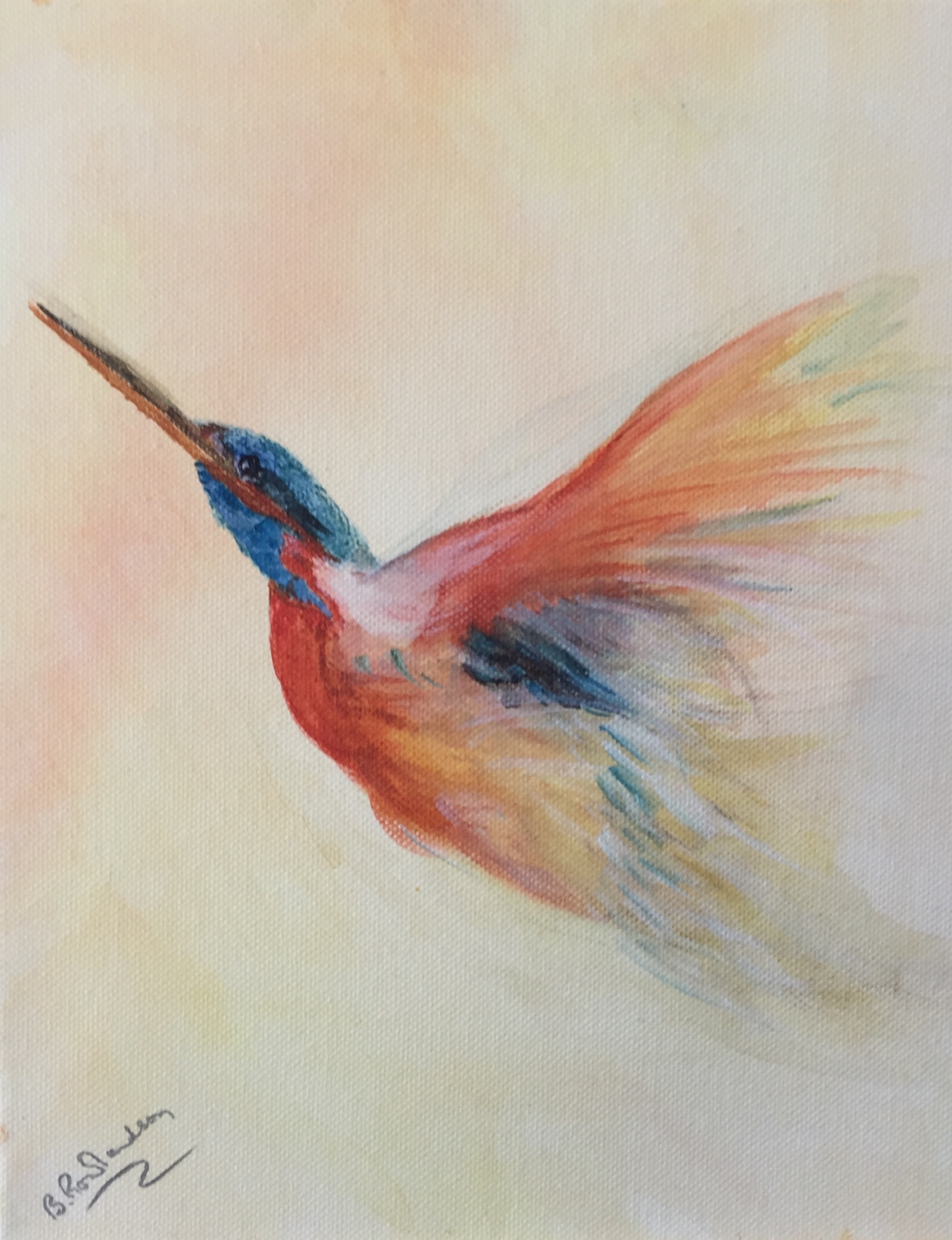 Kingfisher - Brusho and watercolour.