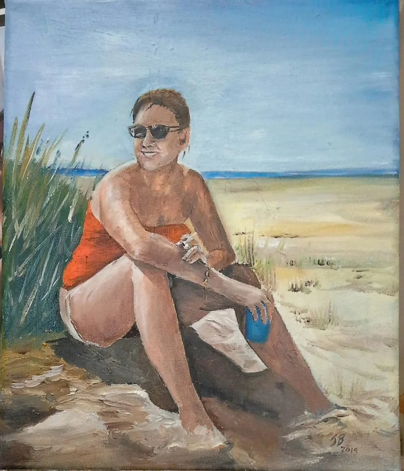 Lady on the Beach - Acrylic.