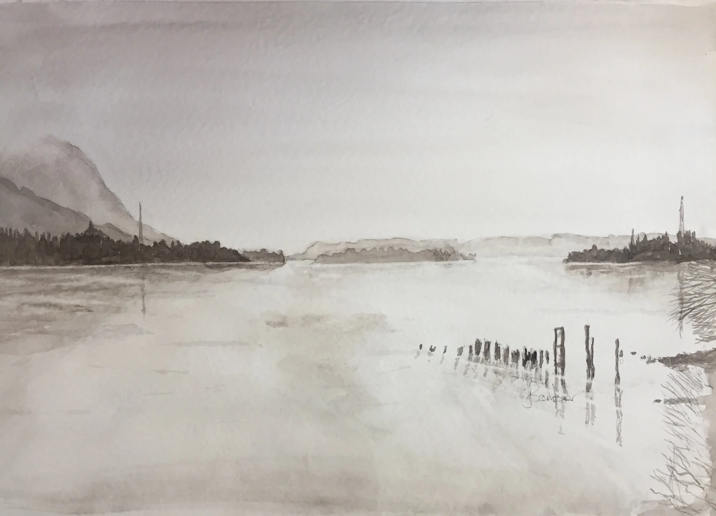 Scottish Loch - Watercolour.