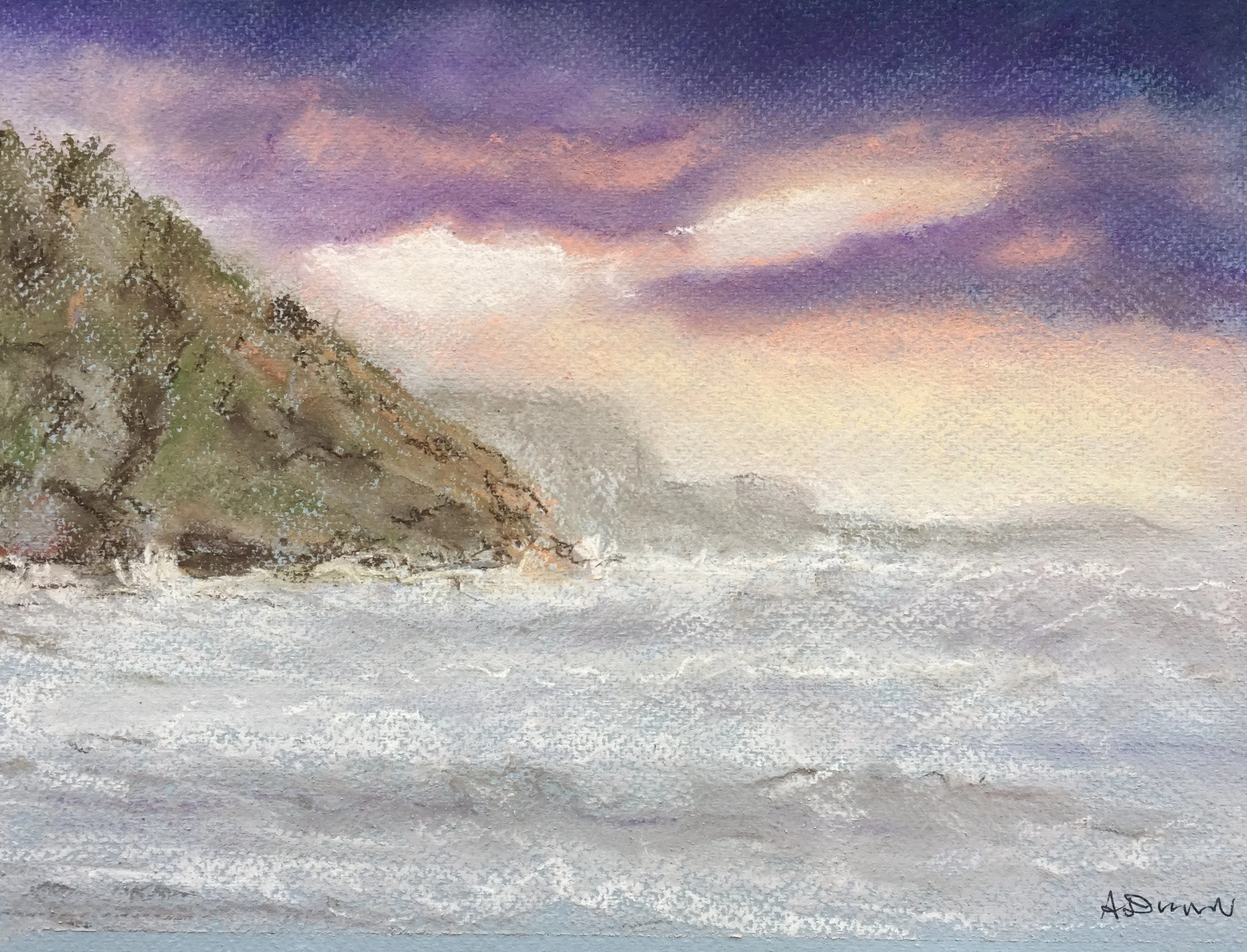 Tenby, stormy sky - Pastels.