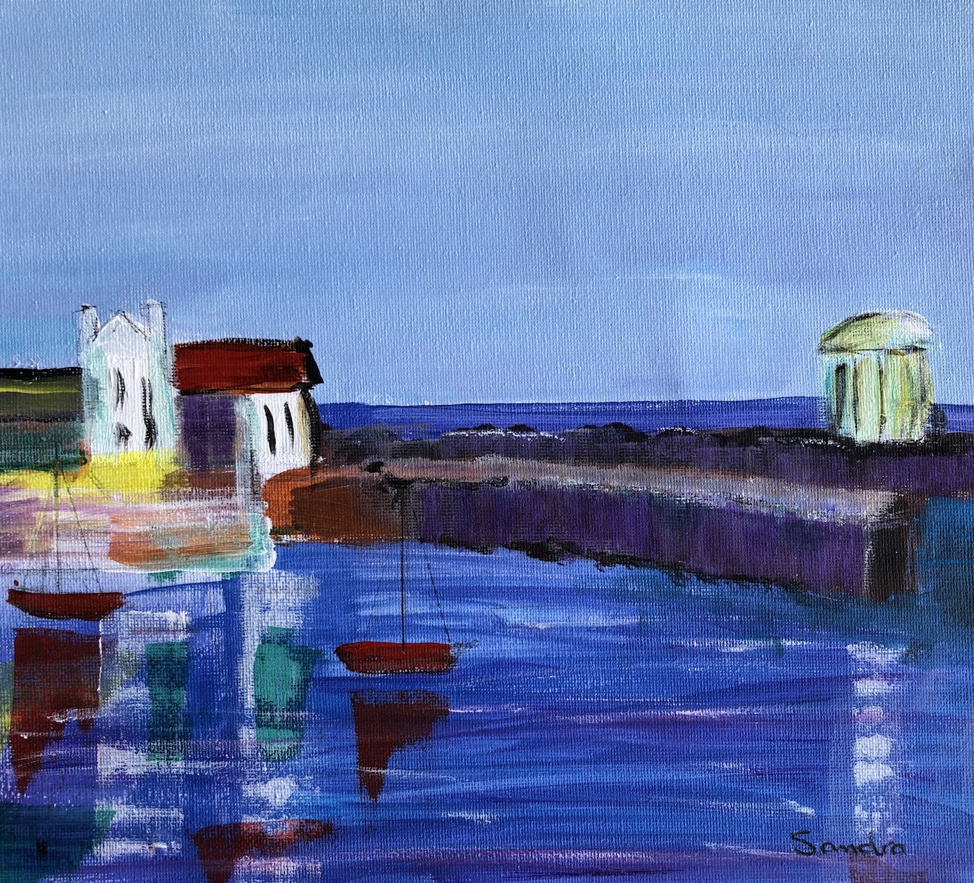 Harbour and reflections - Acrylic.