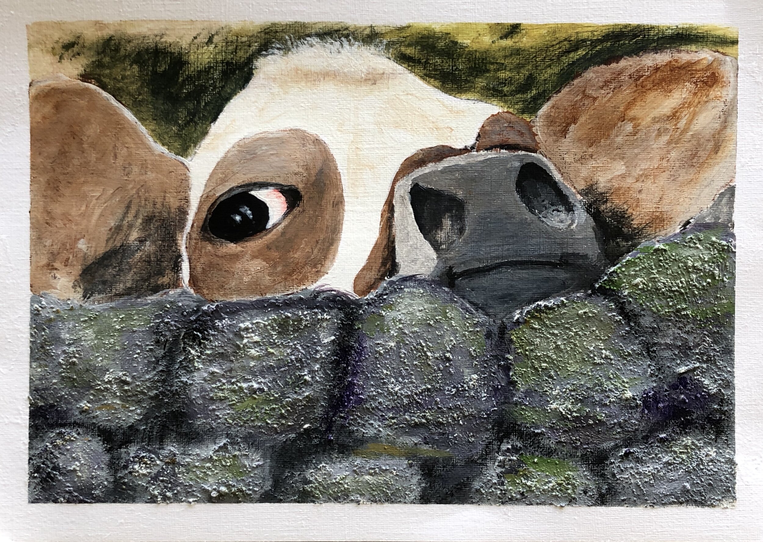 Looking over the wall - Mixed media.
