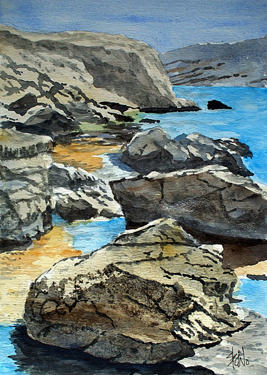 Golborne and Lowton Art Group — Rocks in watercolour.