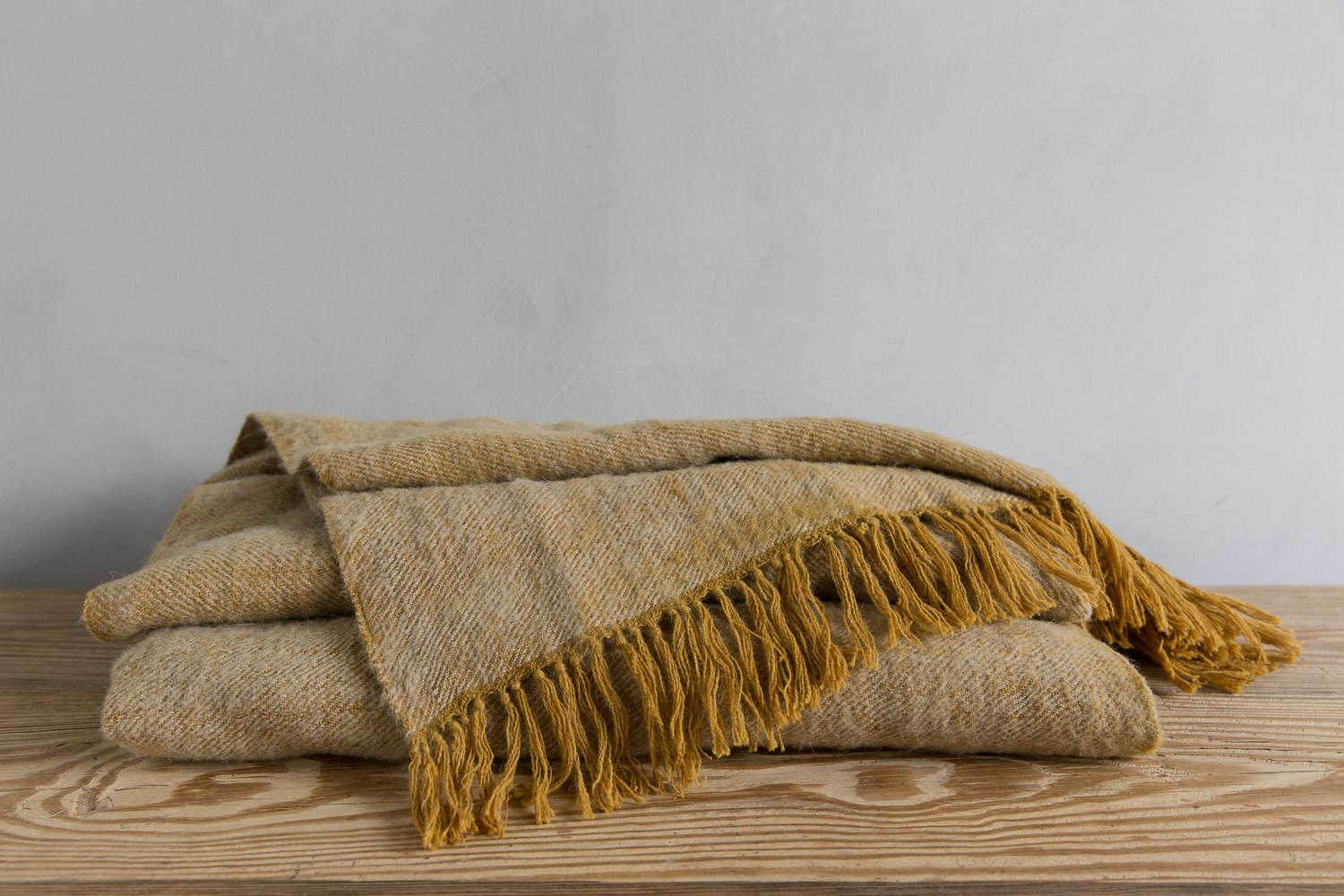 NEEM TARAK WOOL THROW - MUSTARD