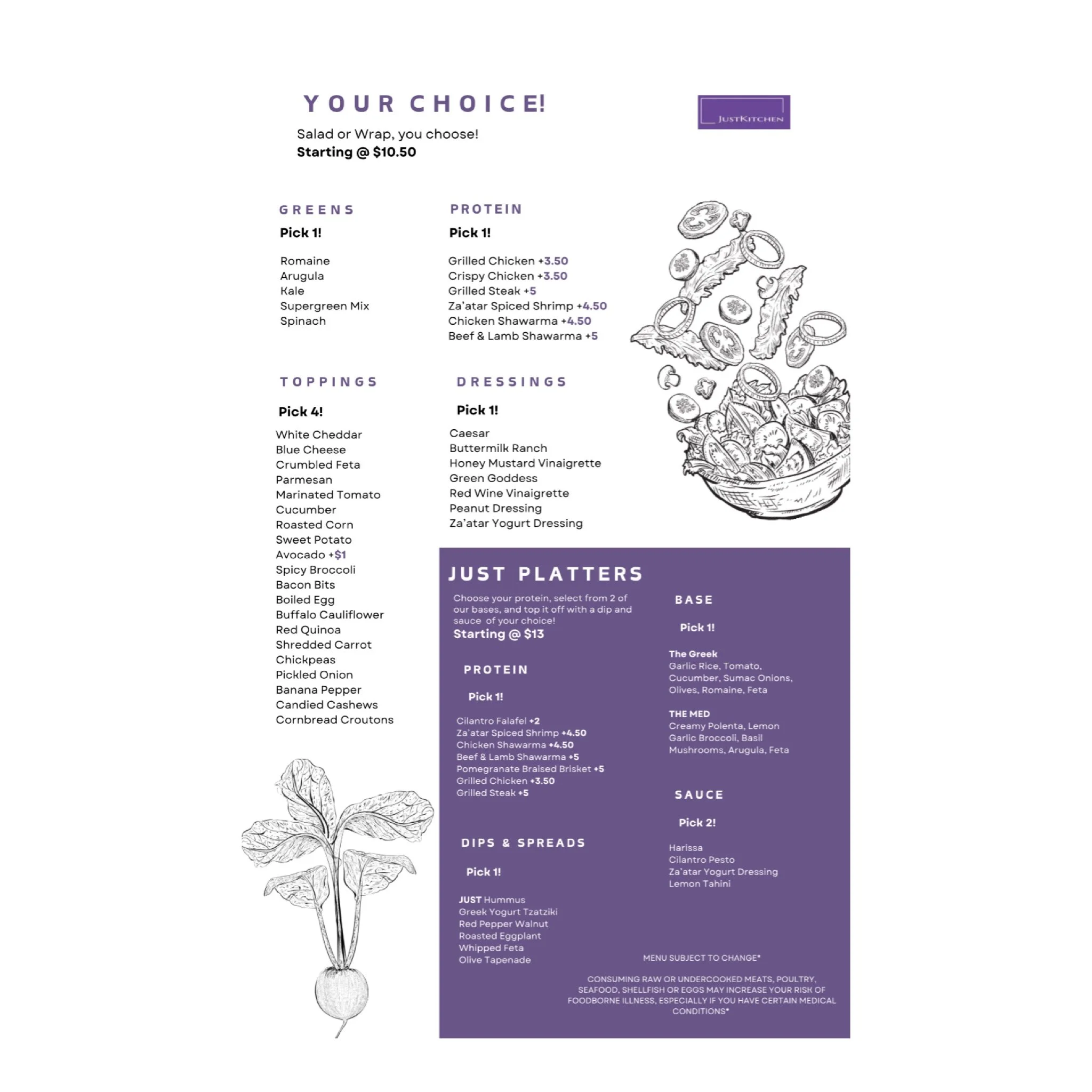 Just Kitchen Restaurant Menu Design