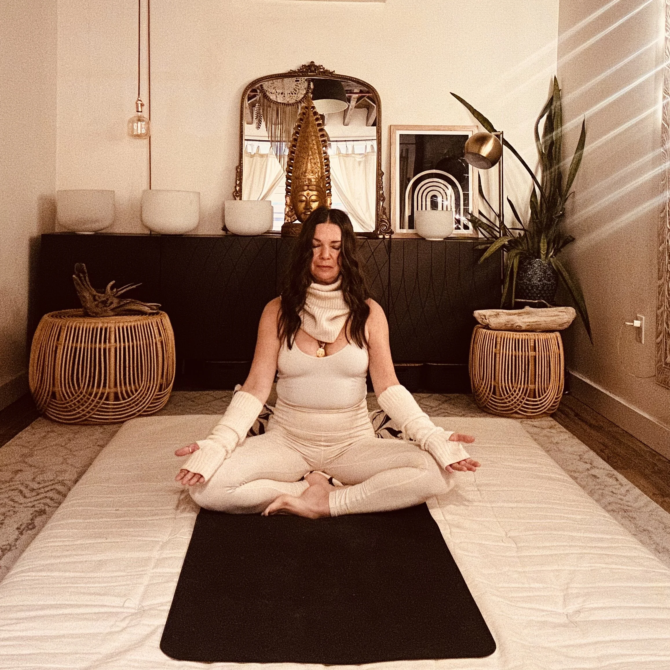 woman sitting in meditation