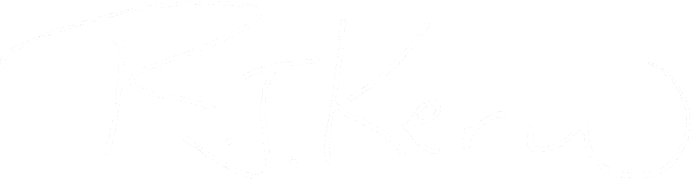 White handwritten signature of T. Kera on black background.
