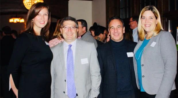 Skokie School Principal Kelly Tess (left), District 36 Chief Financial Officer Brad Goldstein, District 36 Director of Teaching and Innovation Barry Rodgers and Superintendent Trisha Kocanda at the Carlson Event. LIBBY ELLIOTT/22ND CENTURY MEDIA