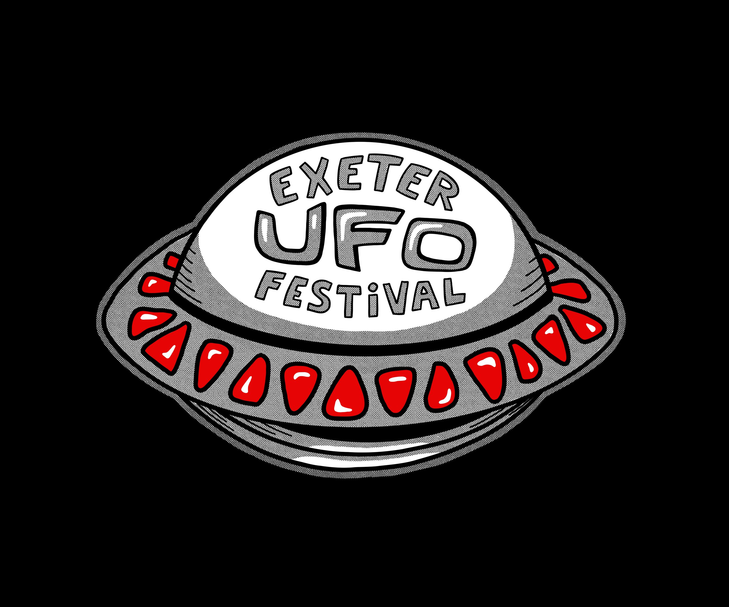 screenprint logo, Exeter UFO Festival, 2023